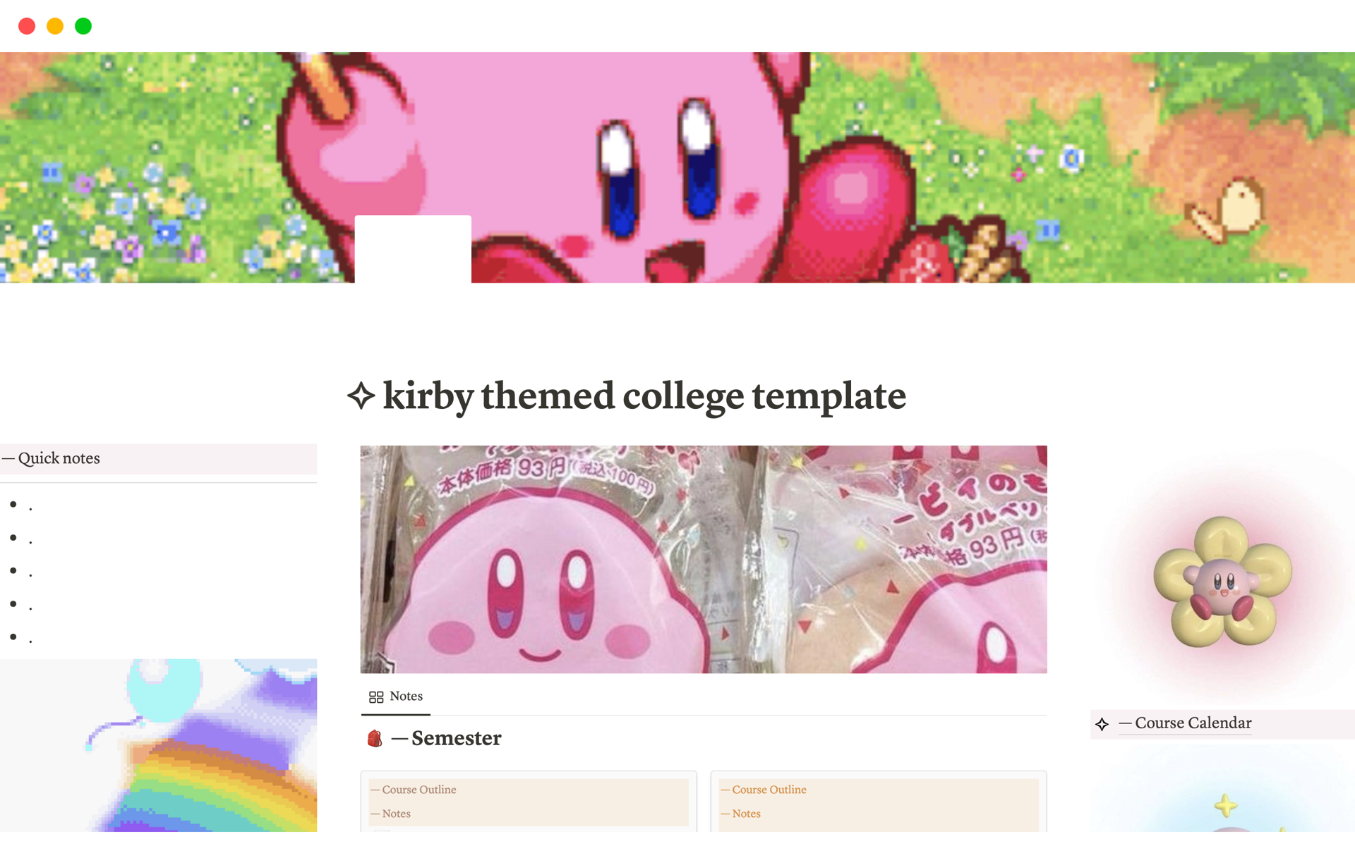 Vista previa de plantilla para kirby themed college template
