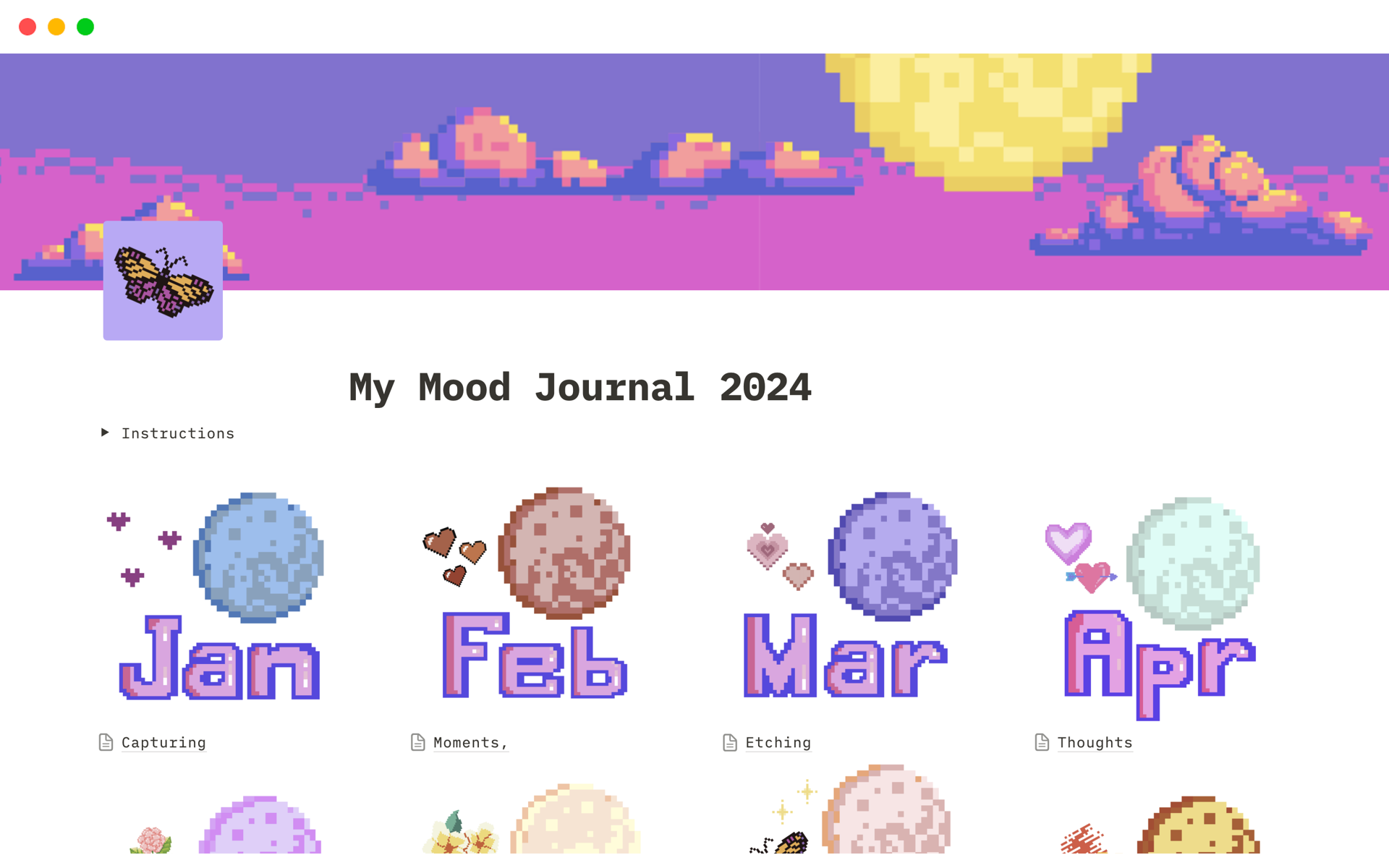 A template preview for My Mood Journal 2024