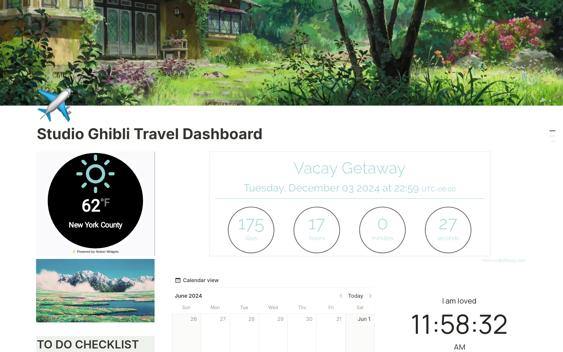 A template preview for Studio Ghibli Total Travel Planner