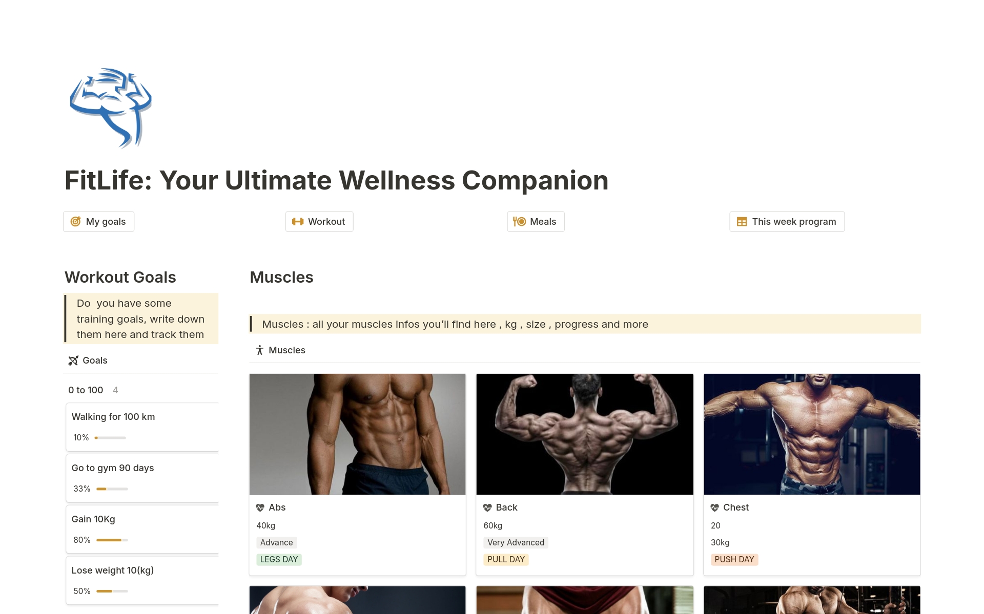Vista previa de una plantilla para FitLife: Your Ultimate Wellness Companion