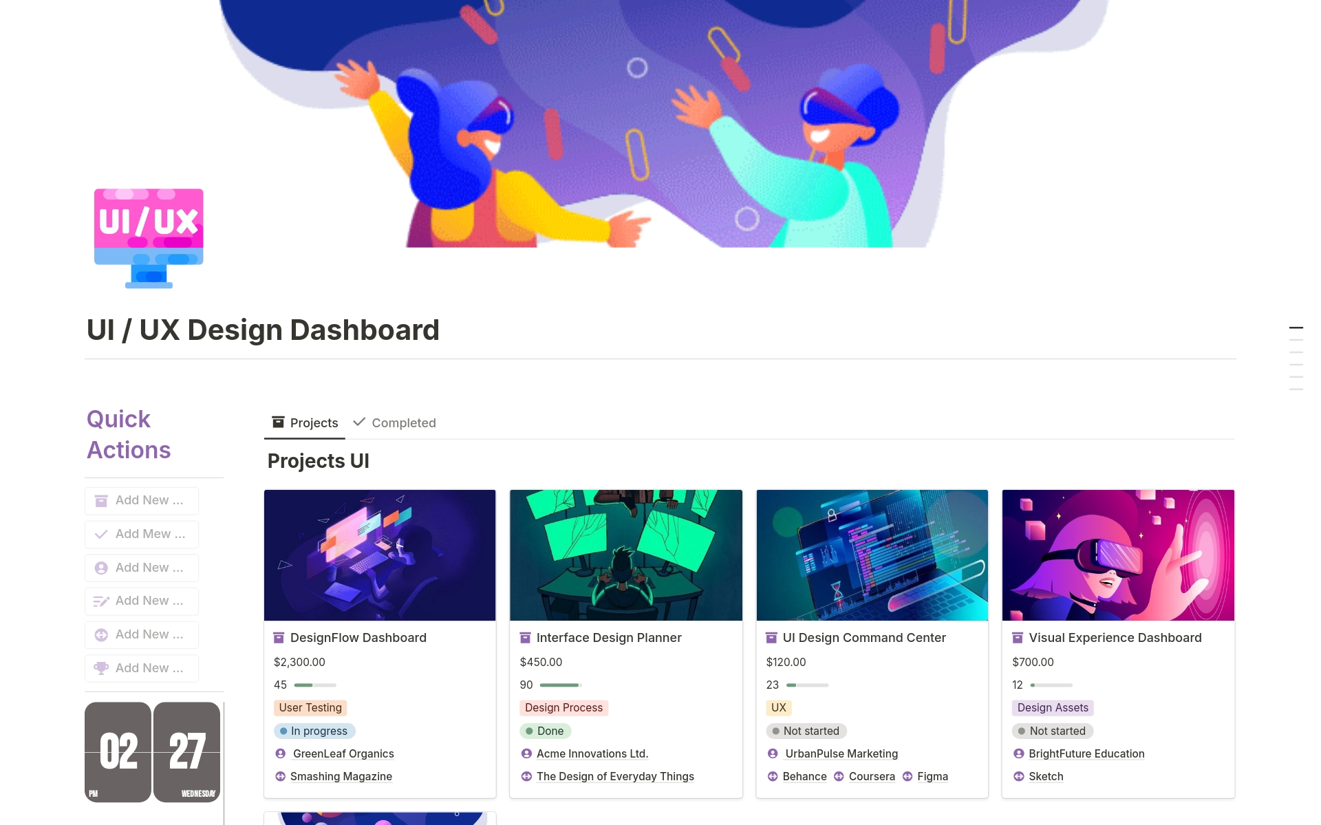 A template preview for UI / UX Design Dashboard