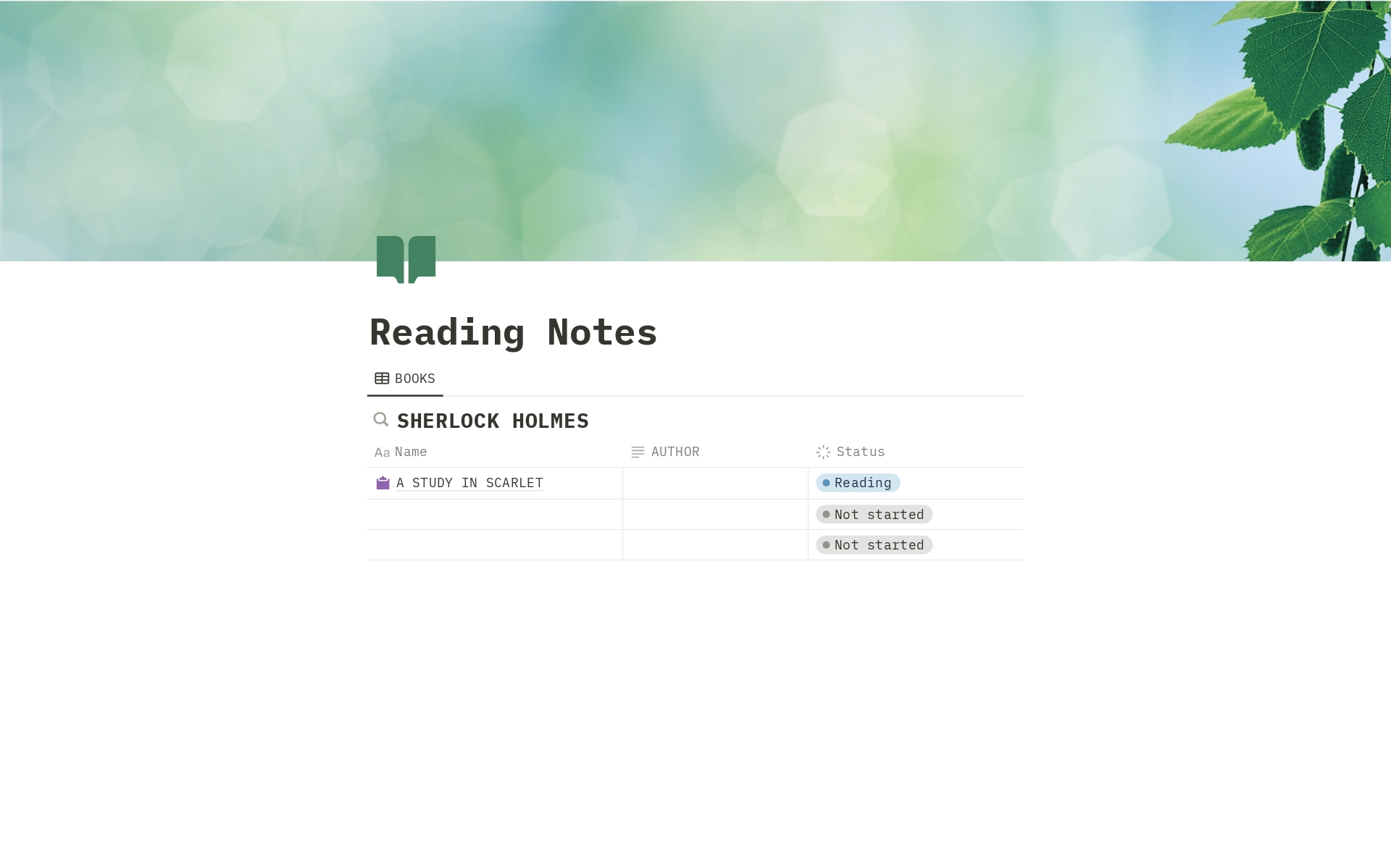 A nice, simple way to keep track and record your notes from reading.

