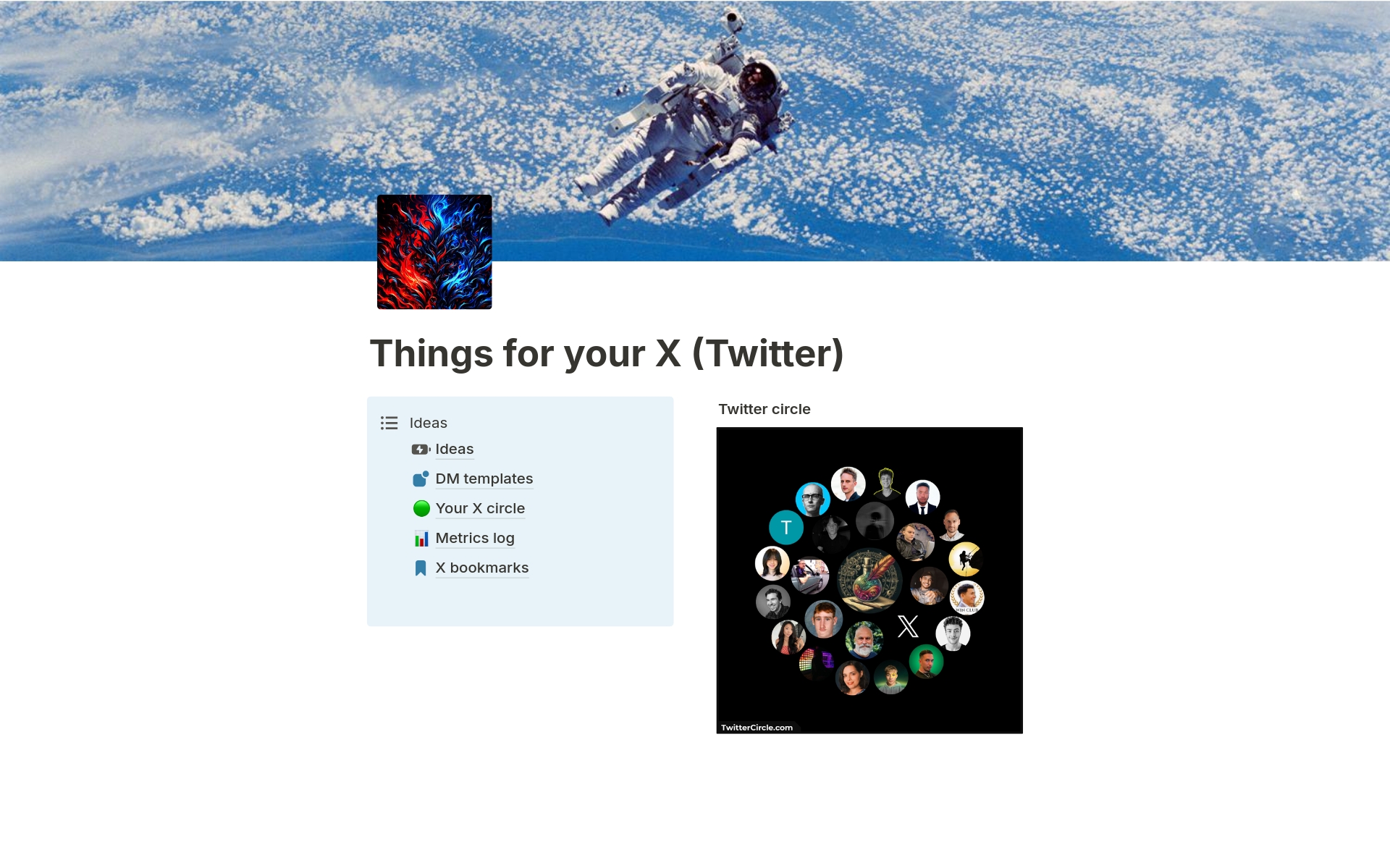 Vista previa de una plantilla para Things for your X (Twitter)