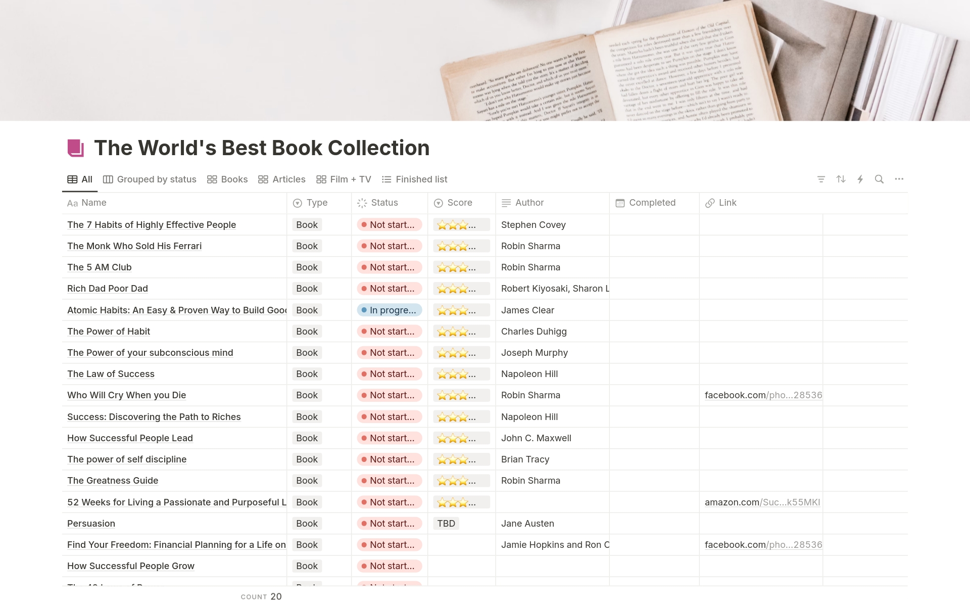 A template preview for  The World's Best Book Collection