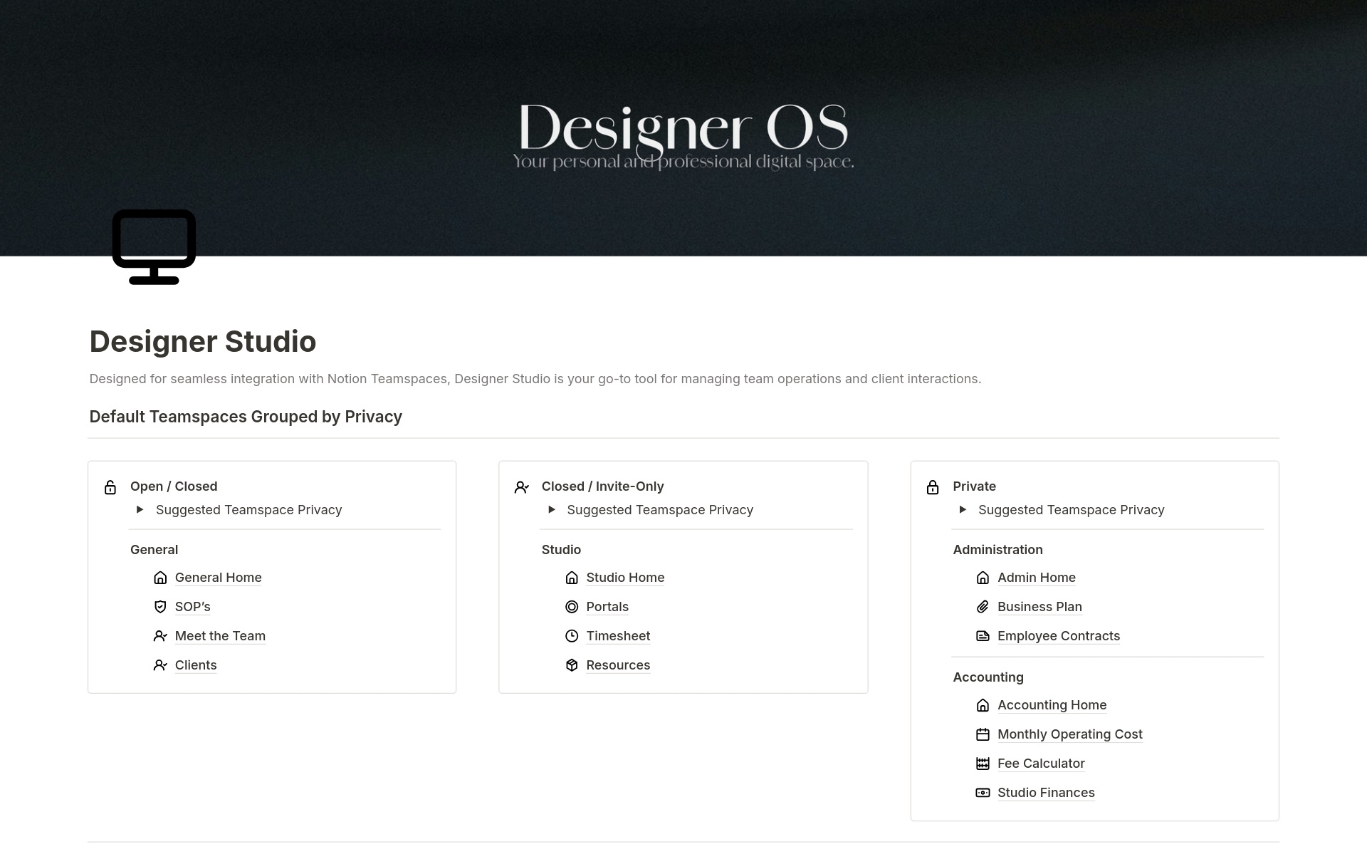 A template preview for Designer Studio