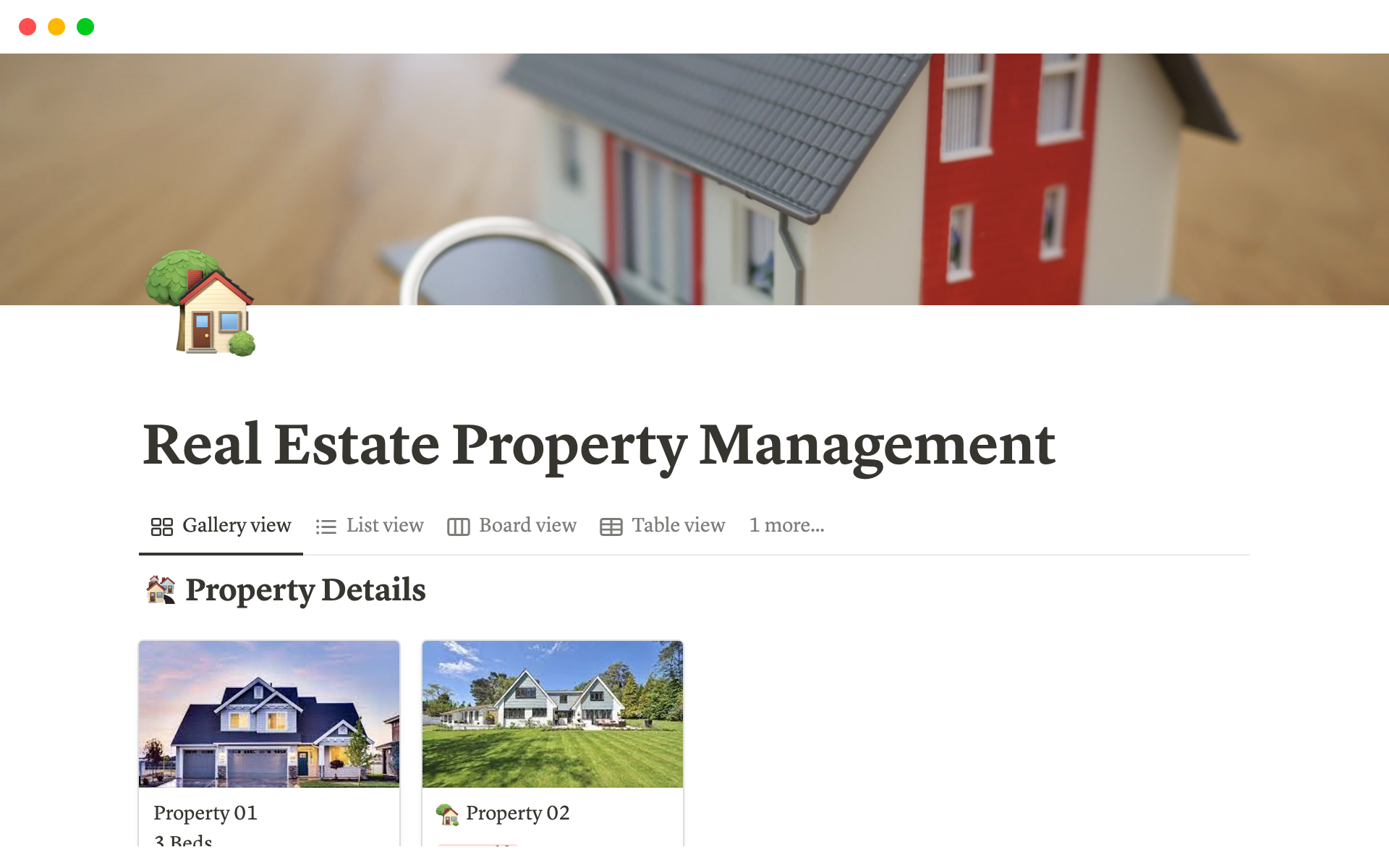 En forhåndsvisning av mal for Real Estate Property Management