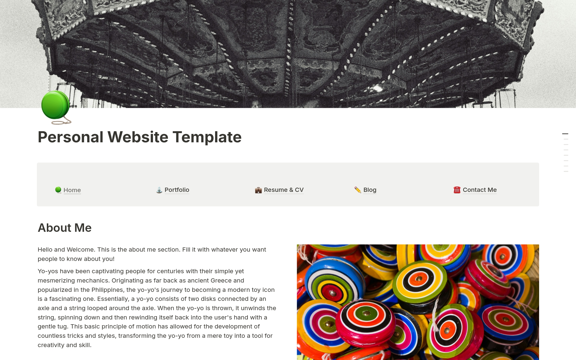 A template preview for Personal Website