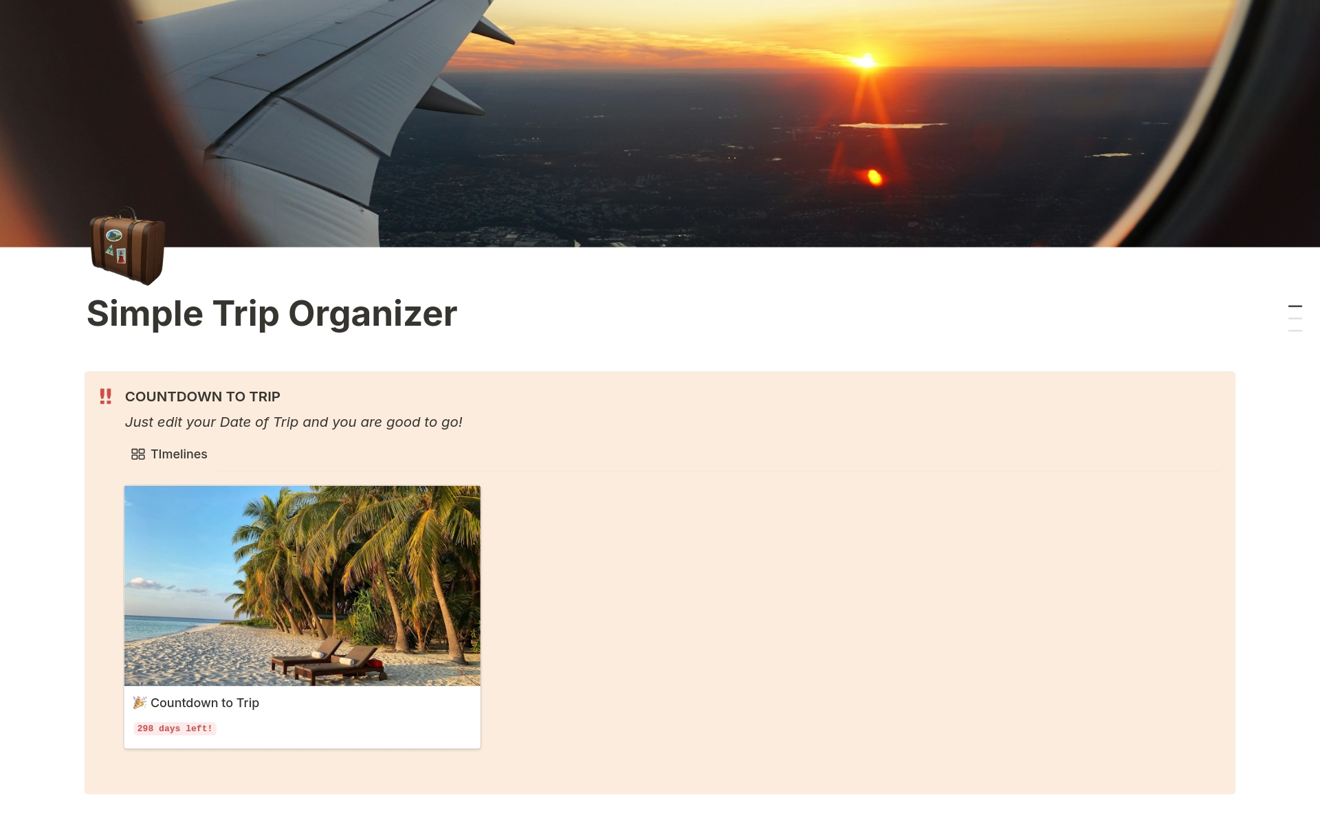 A template preview for Simple Trip Organizer