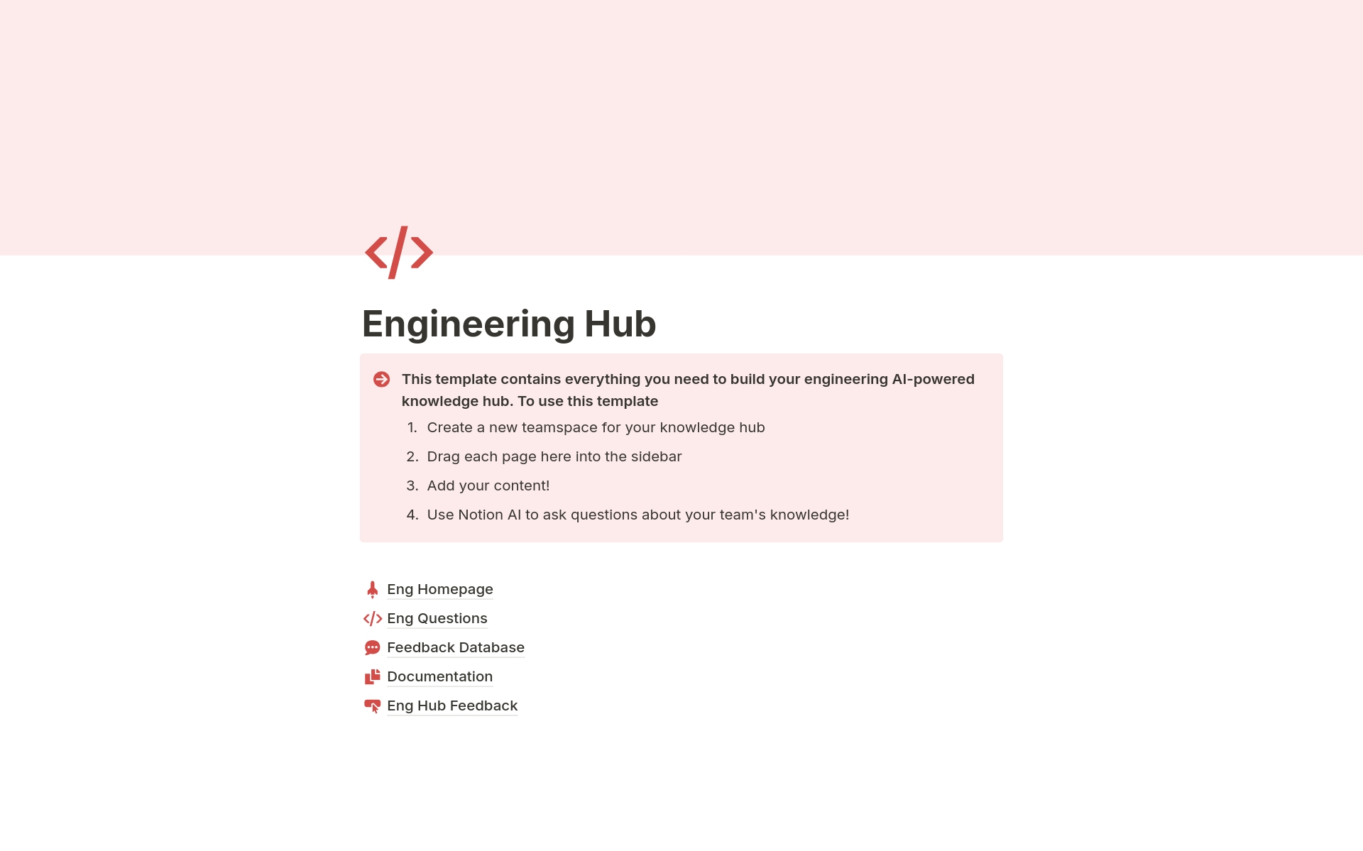 Boost your development team's productivity with this AI-powered Engineering Hub template, designed for efficient project management and collaboration.