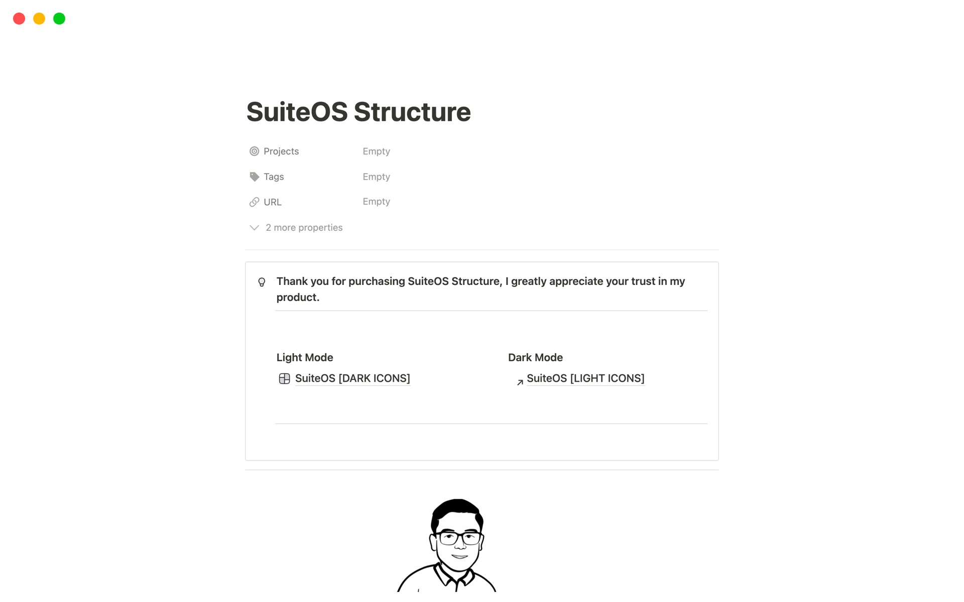 Eine Vorlagenvorschau für SuiteOS Structure