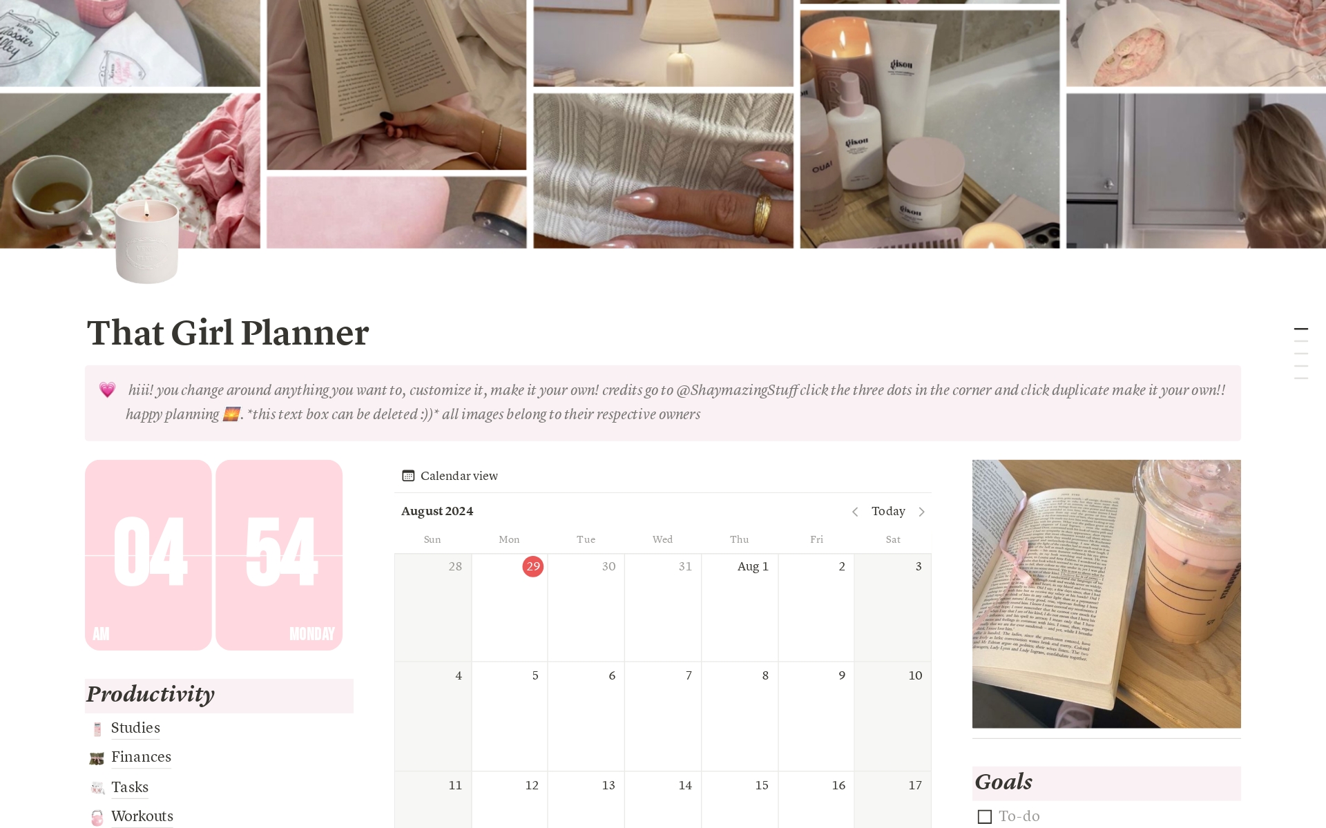 A template preview for That Girl Planner