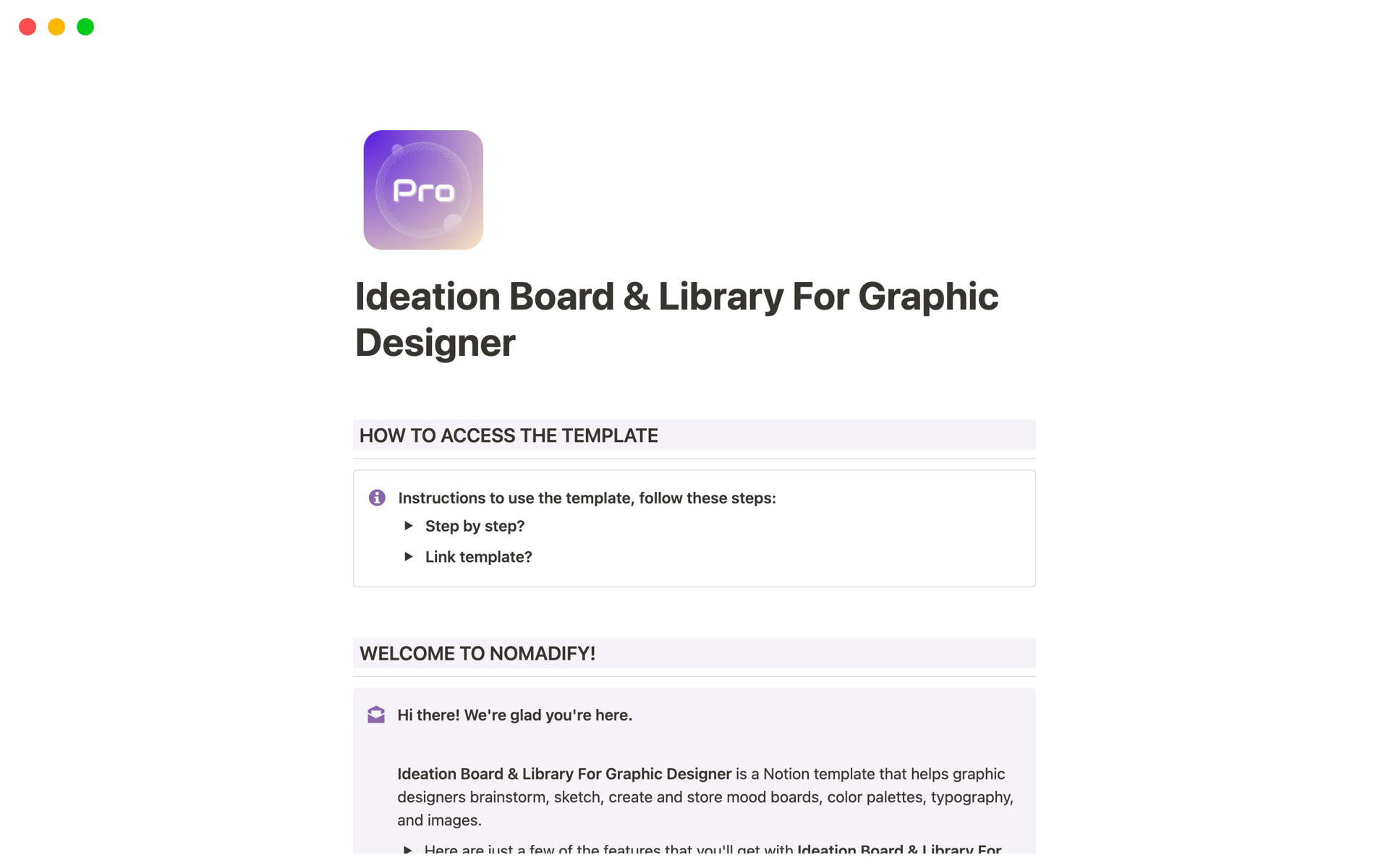 Eine Vorlagenvorschau für Ideation Board & Library For Graphic Designer
