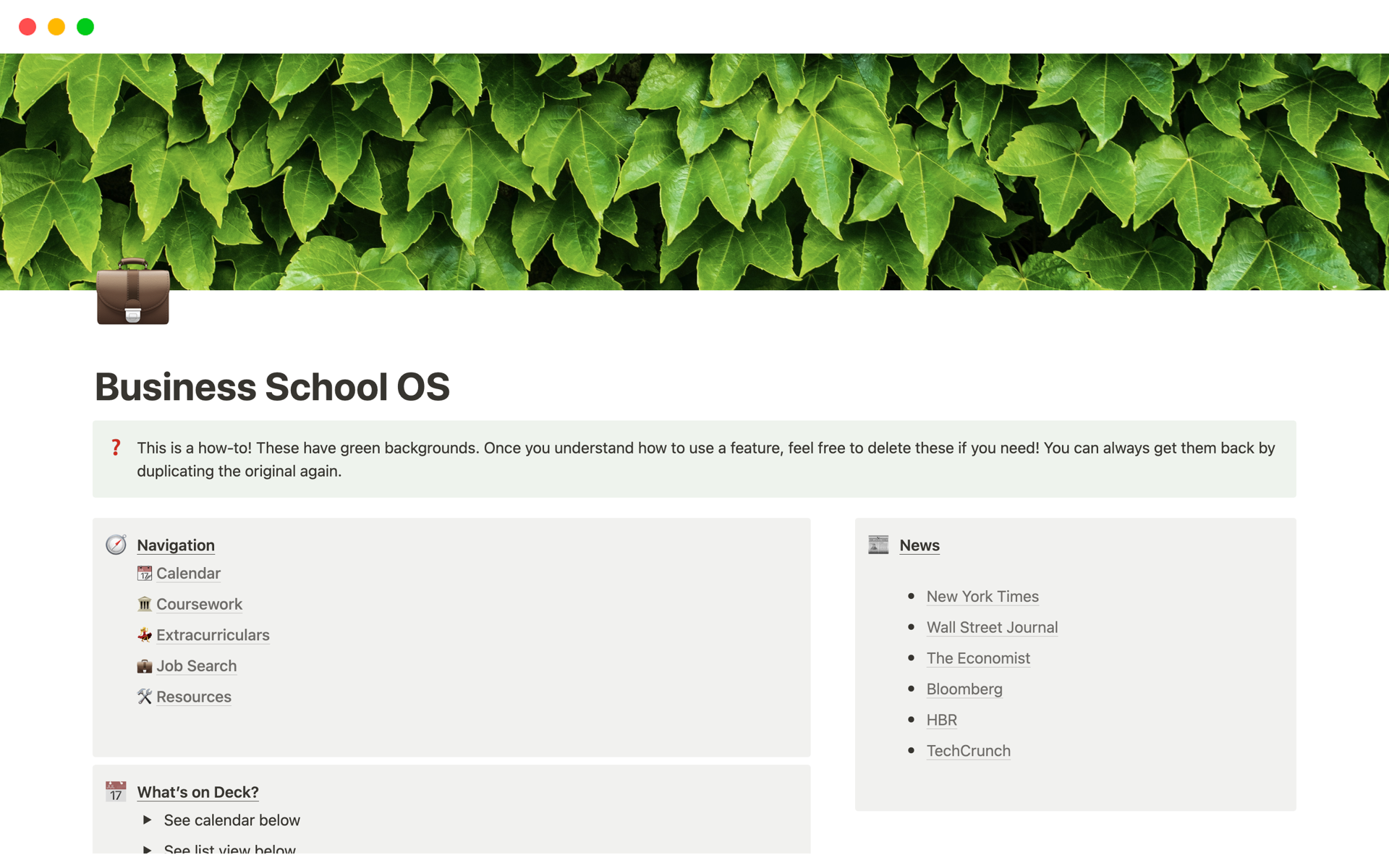 Business School OSのテンプレートのプレビュー