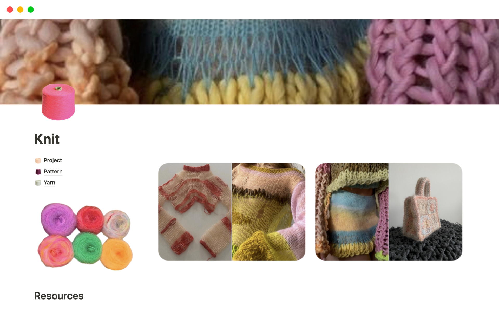 Vista previa de una plantilla para Knit