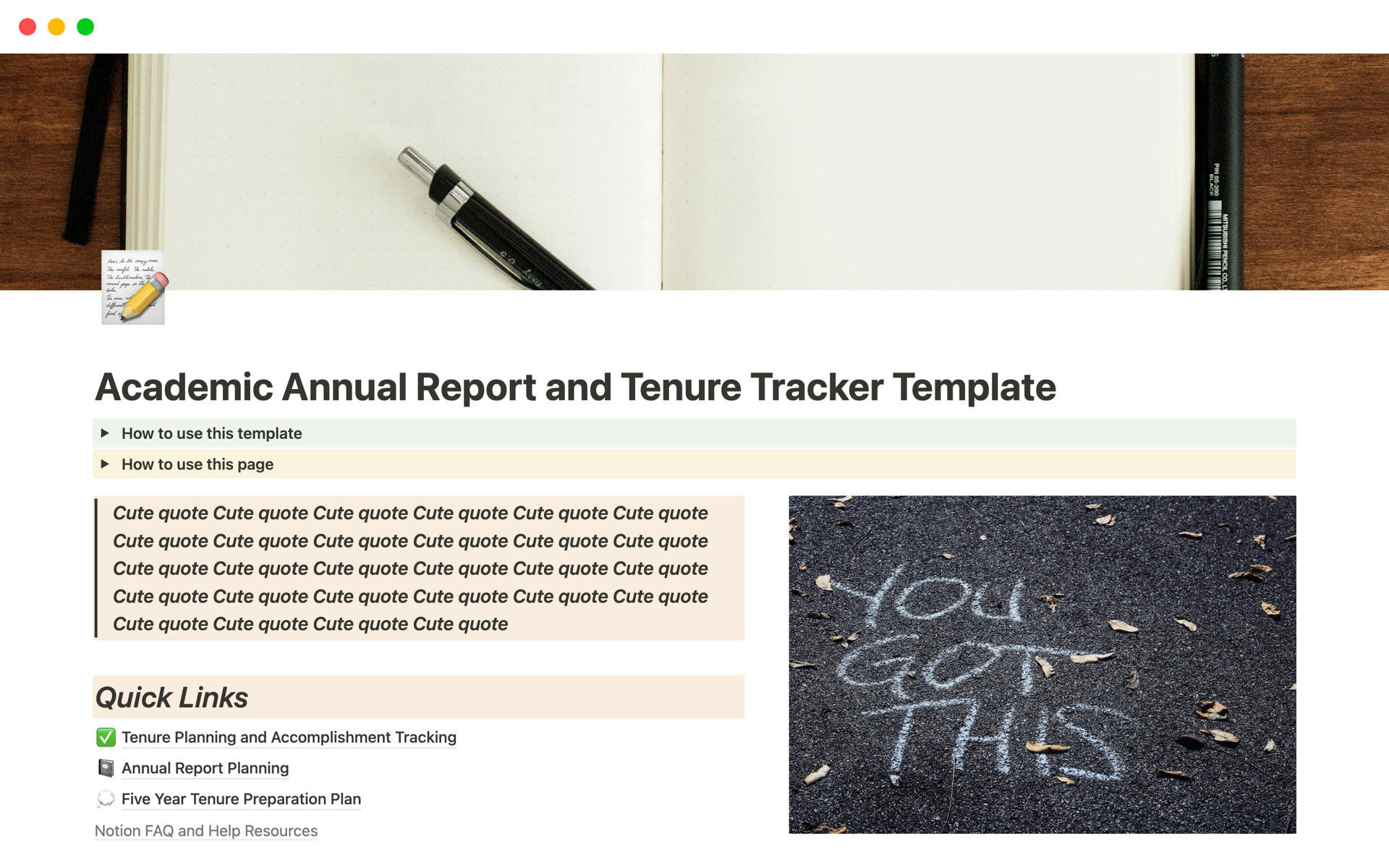 Eine Vorlagenvorschau für Academic Annual Report and Tenure Tracker