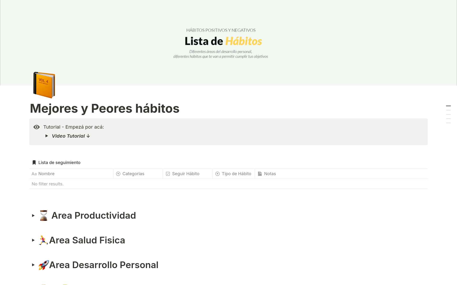 A template preview for Lista de hábitos PREMIUM