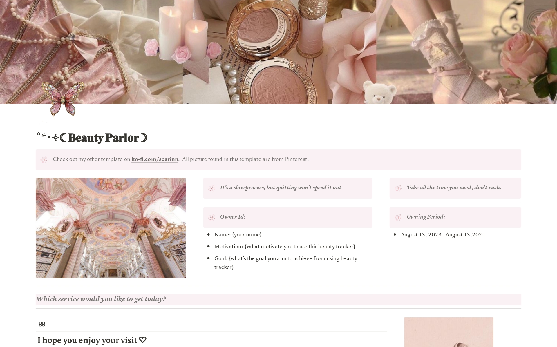 A template preview for Beauty Parlor