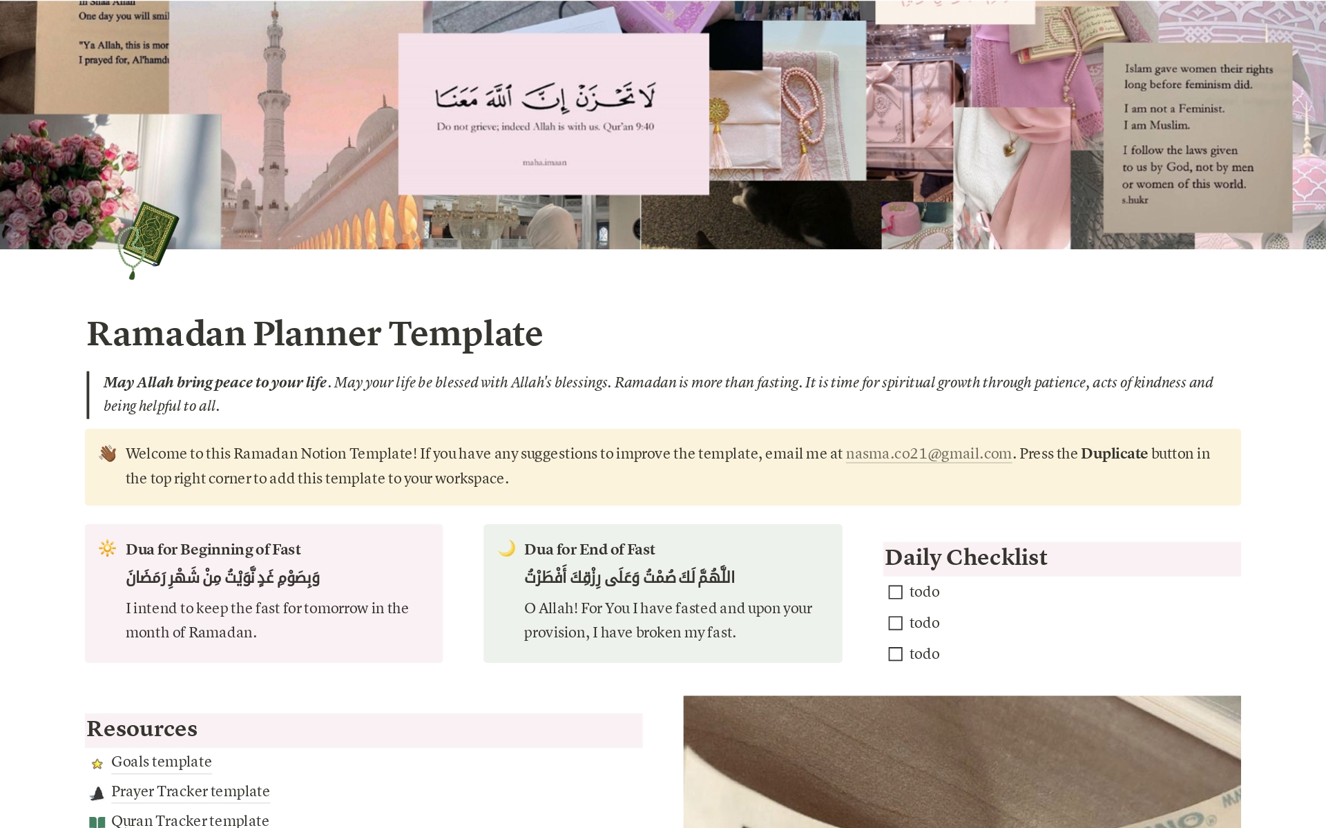 Mallin esikatselu nimelle Ramadan Planner
