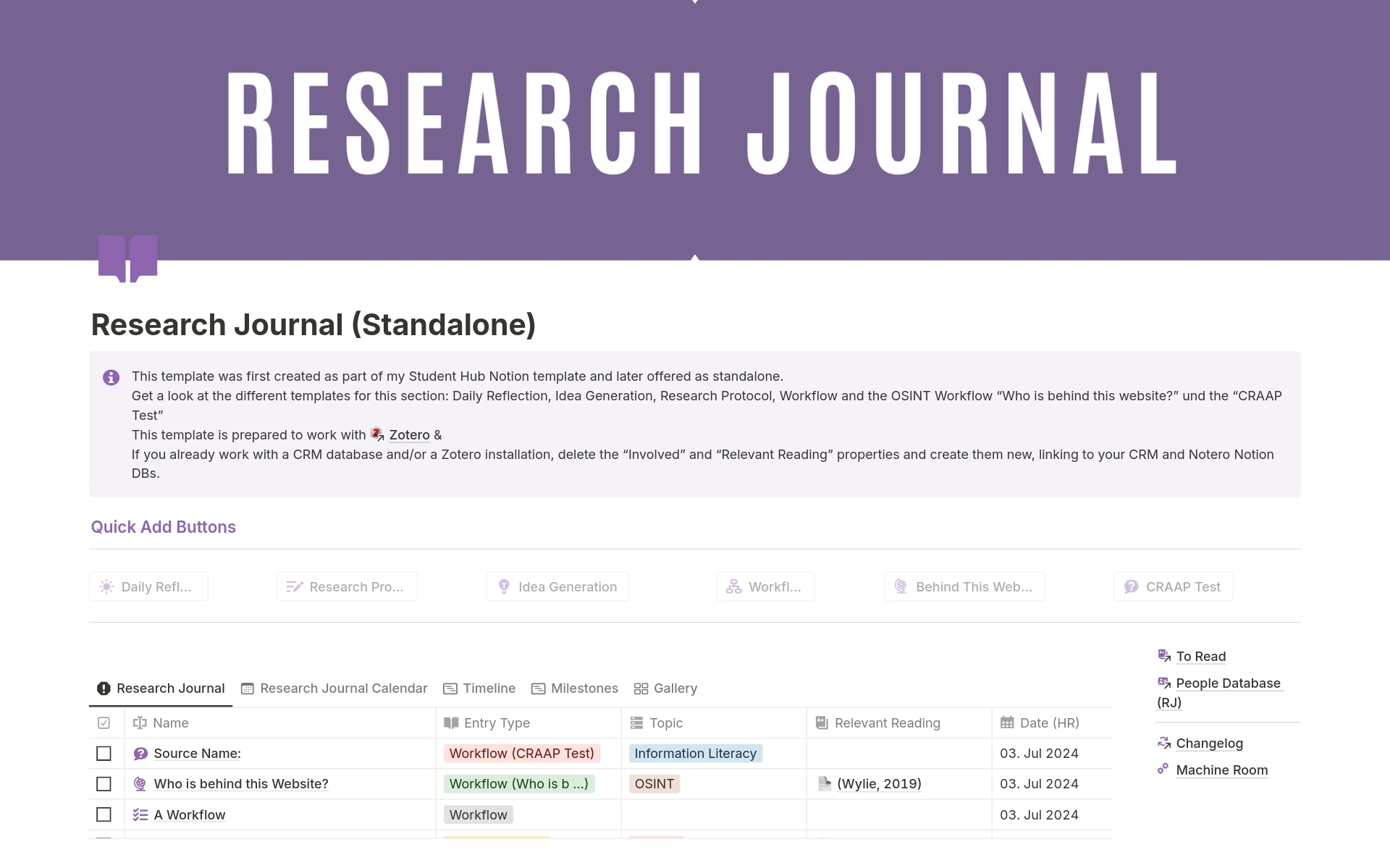 A template preview for Research Journal 