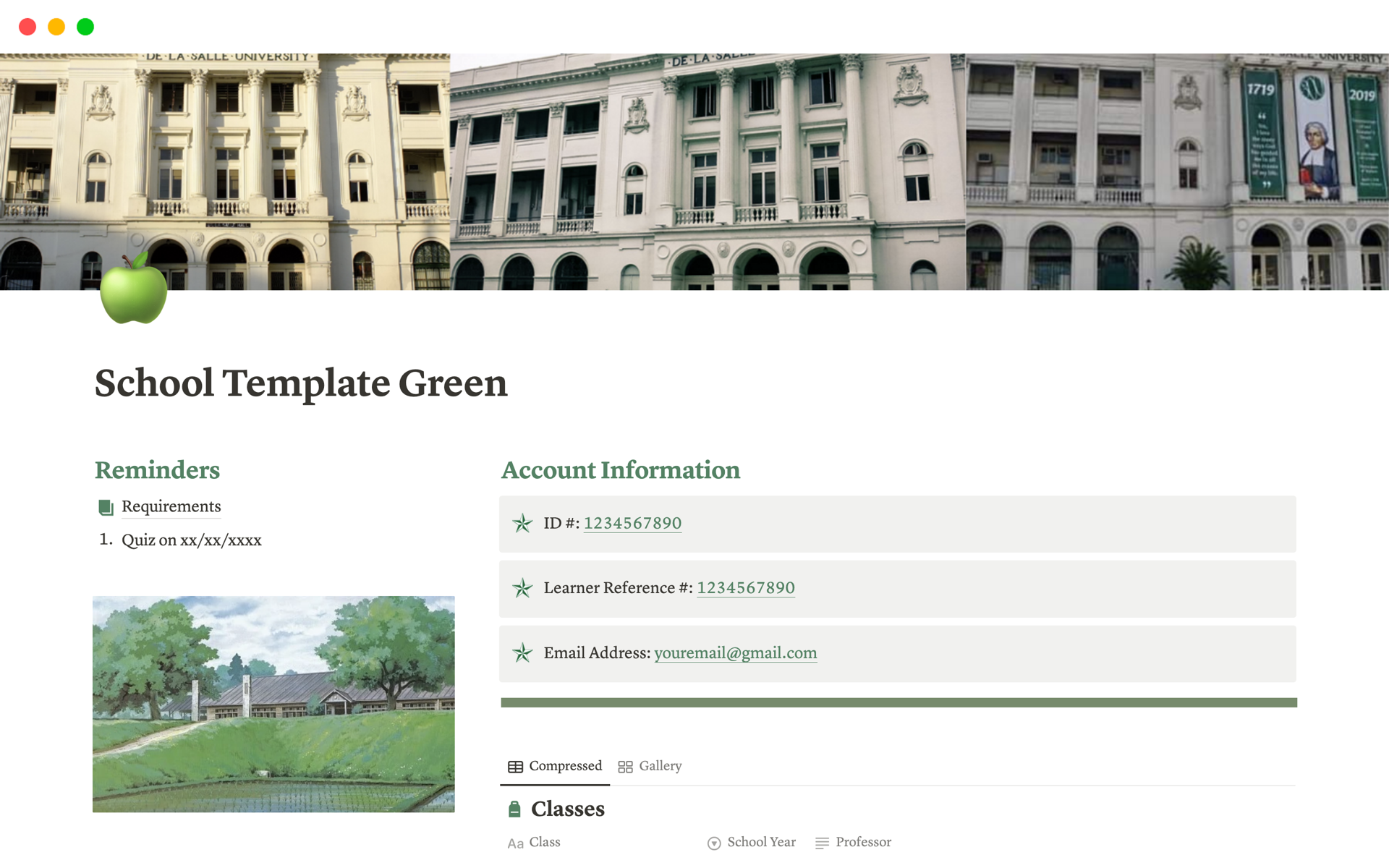 A template preview for School Template Green