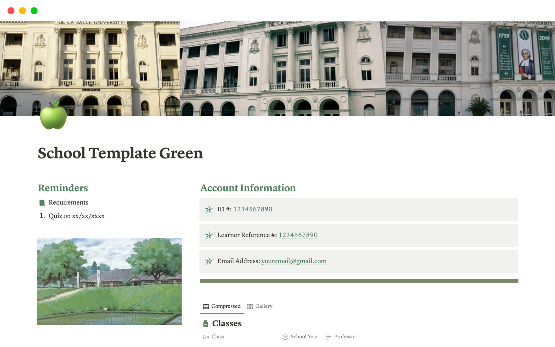 Uma prévia do modelo para School Template Green