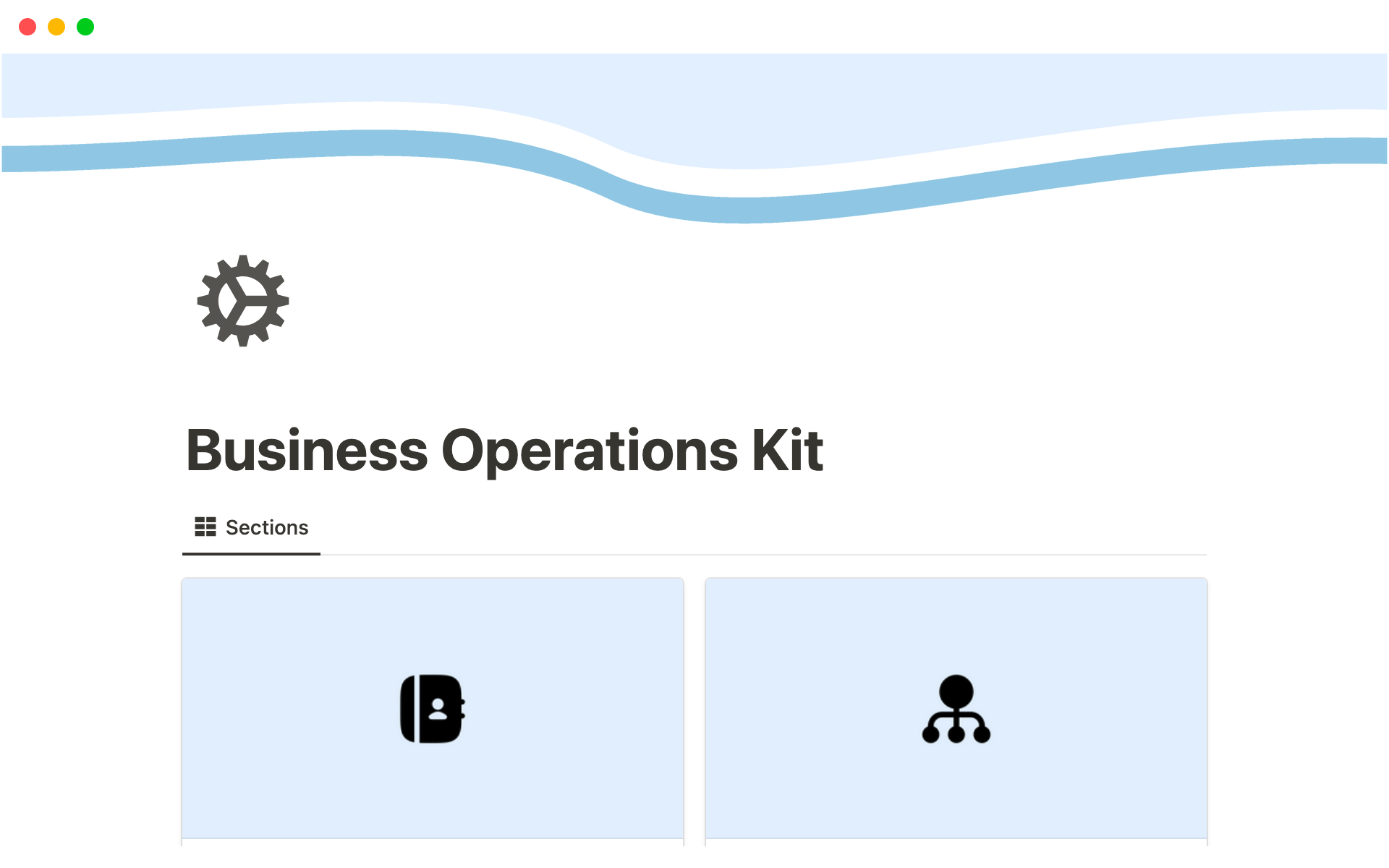En forhåndsvisning av mal for Business Operations Kit