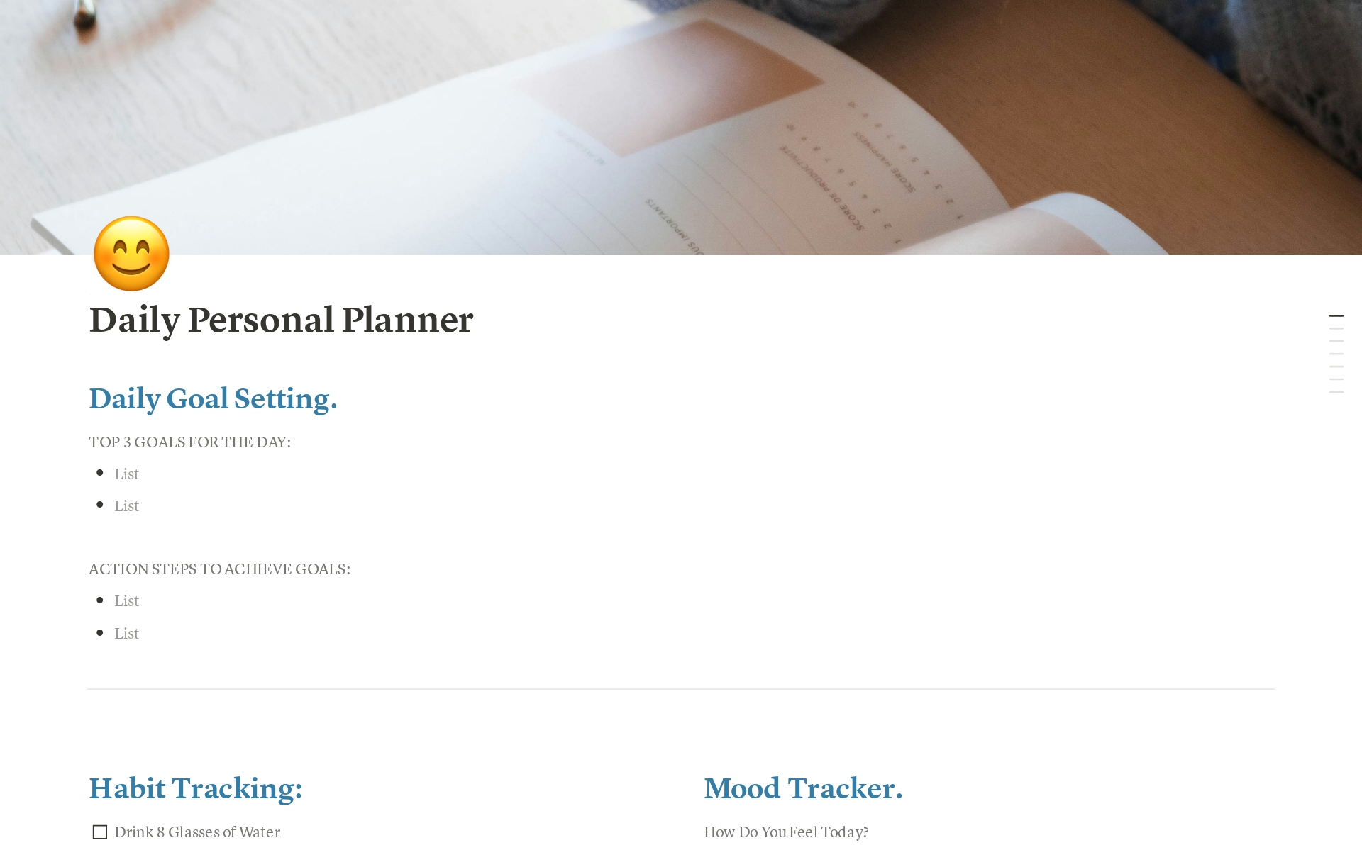 A template preview for Daily Personal Planner