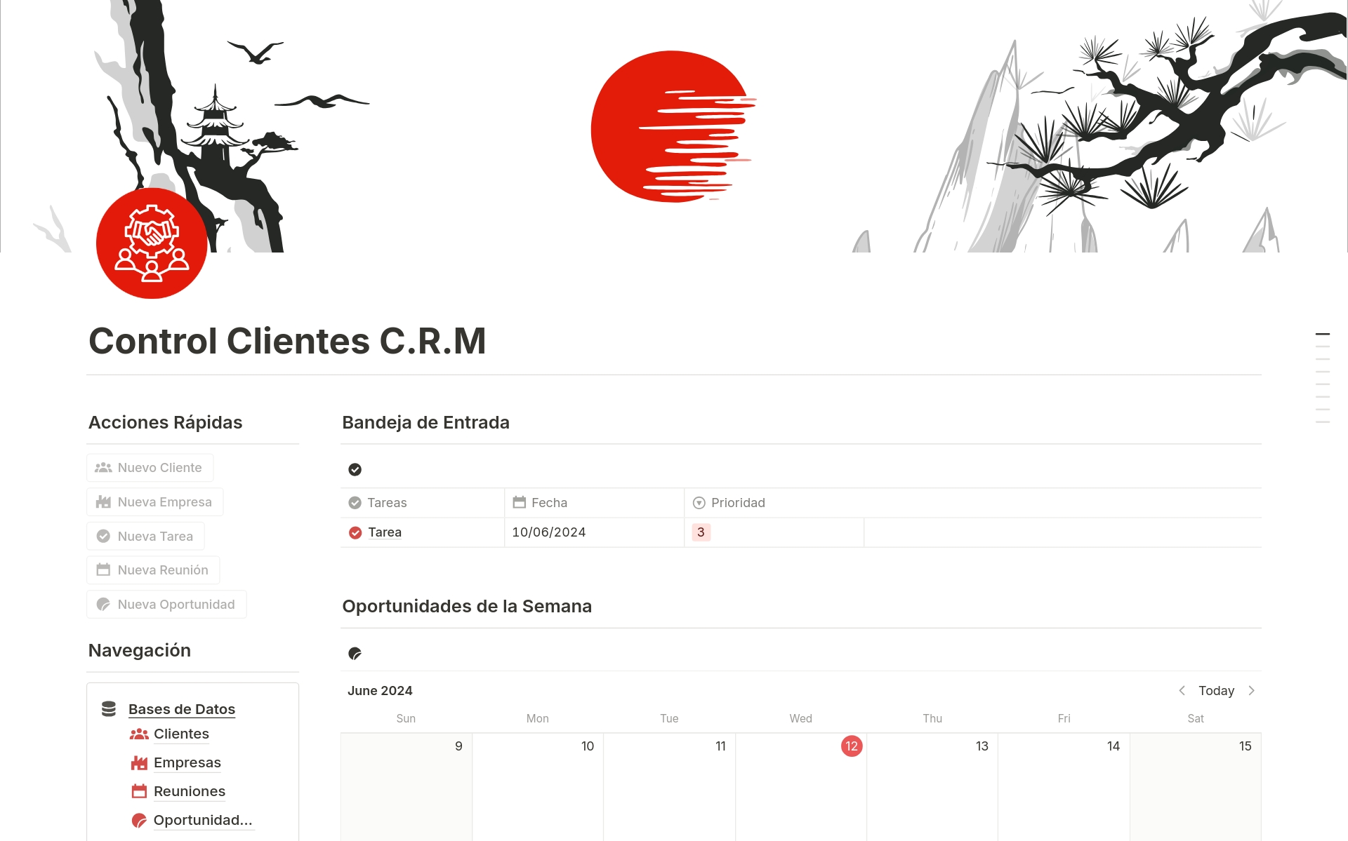 A template preview for Control Clientes C.R.M