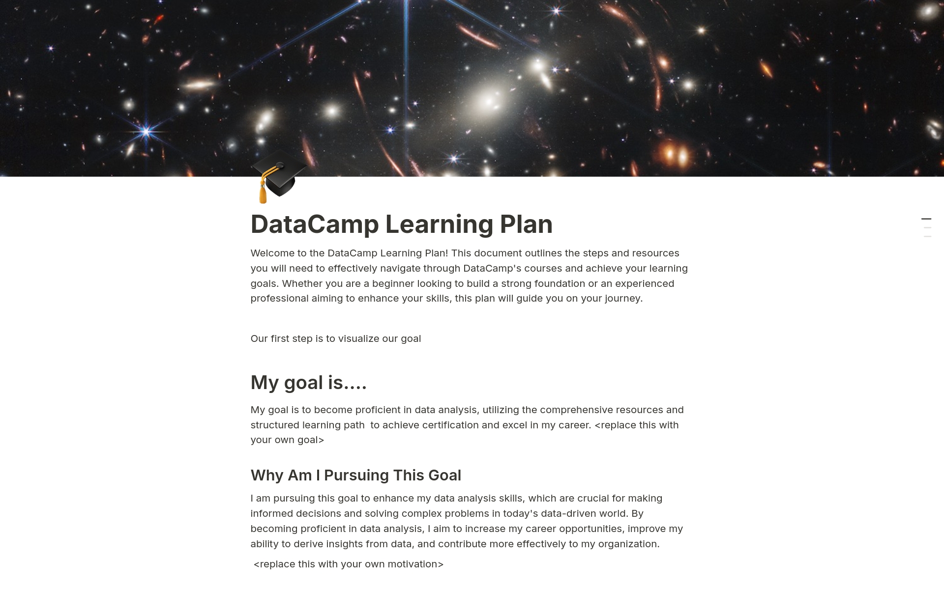 The ultimate Notion Template for the DataCamp Data Analyst Track.