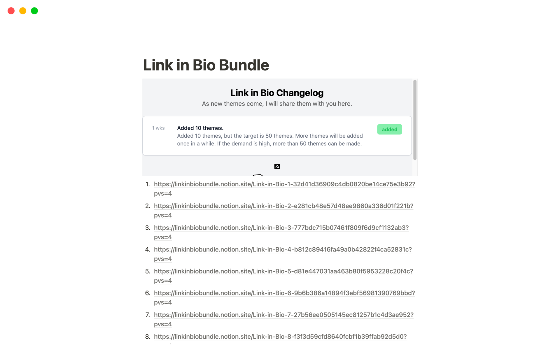 En forhåndsvisning av mal for Link in Bio Bundle