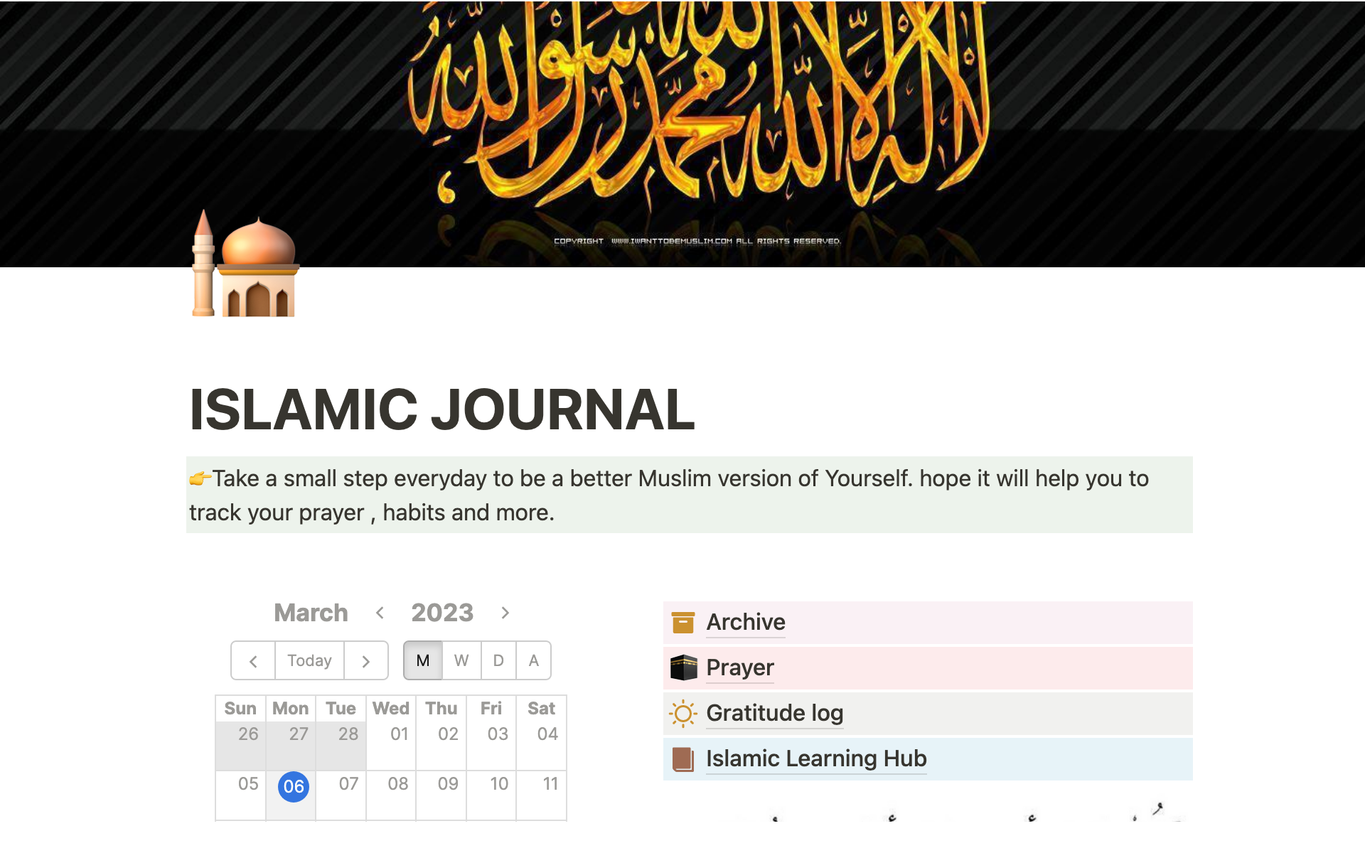 En förhandsgranskning av mallen för Islamic journal