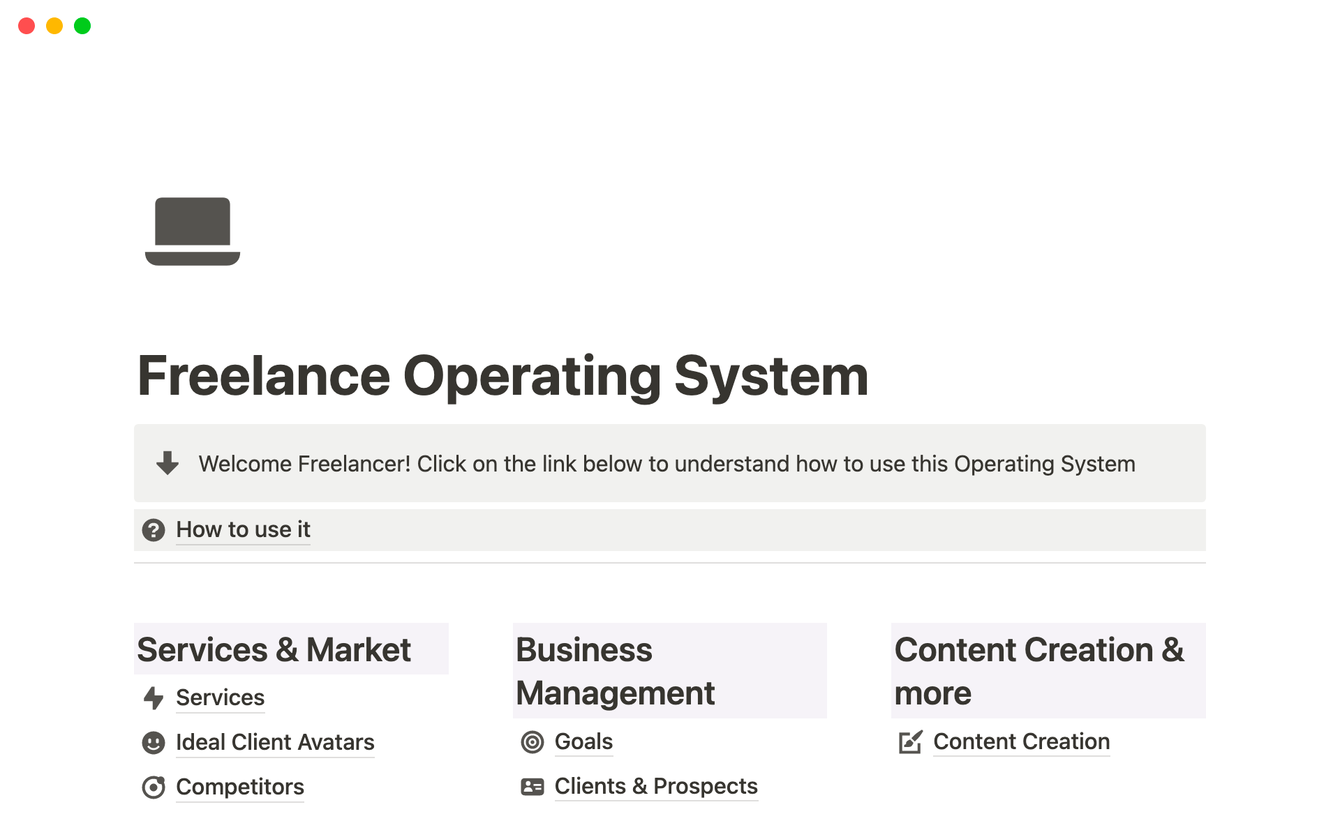 Complete Freelance Operating System to innovate the way you manage your freelance business.