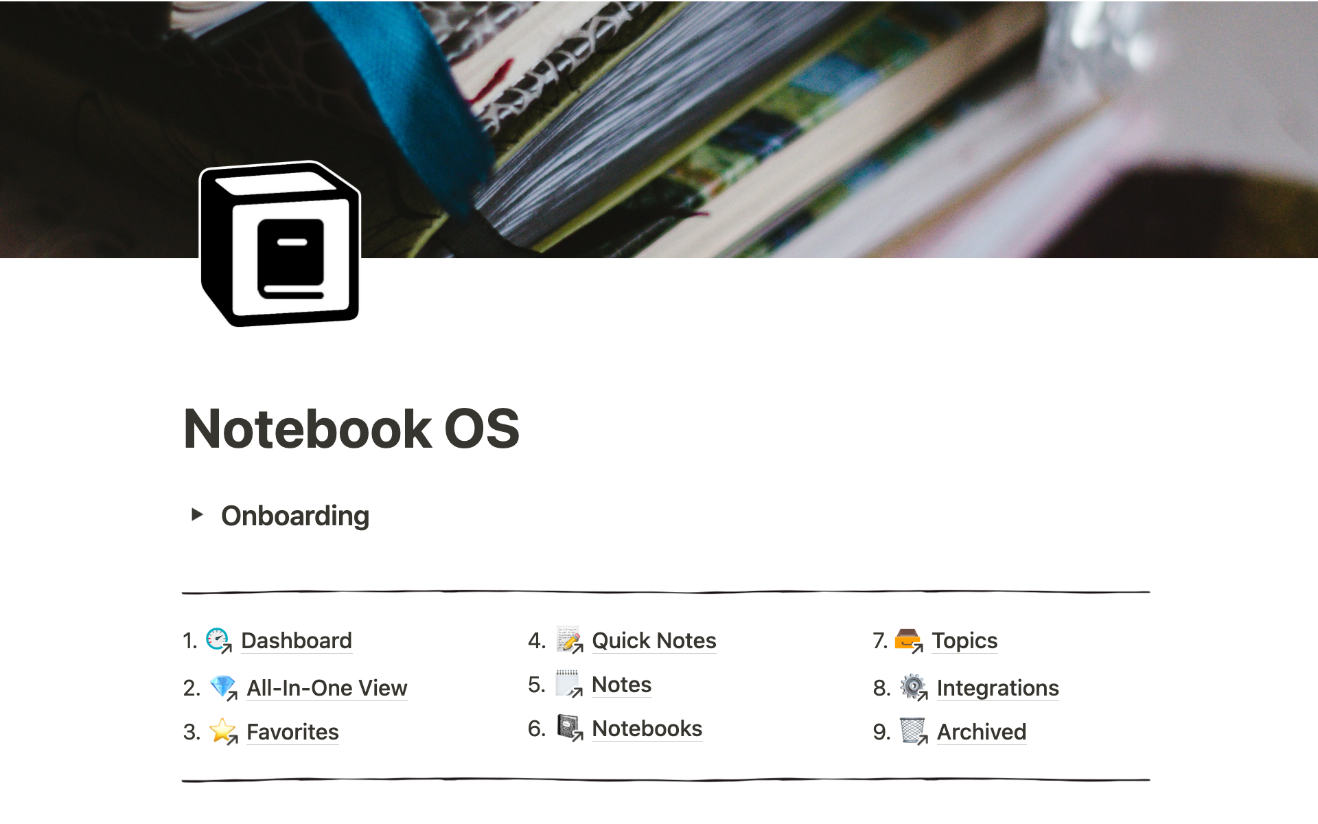 En forhåndsvisning av mal for Notebook OS