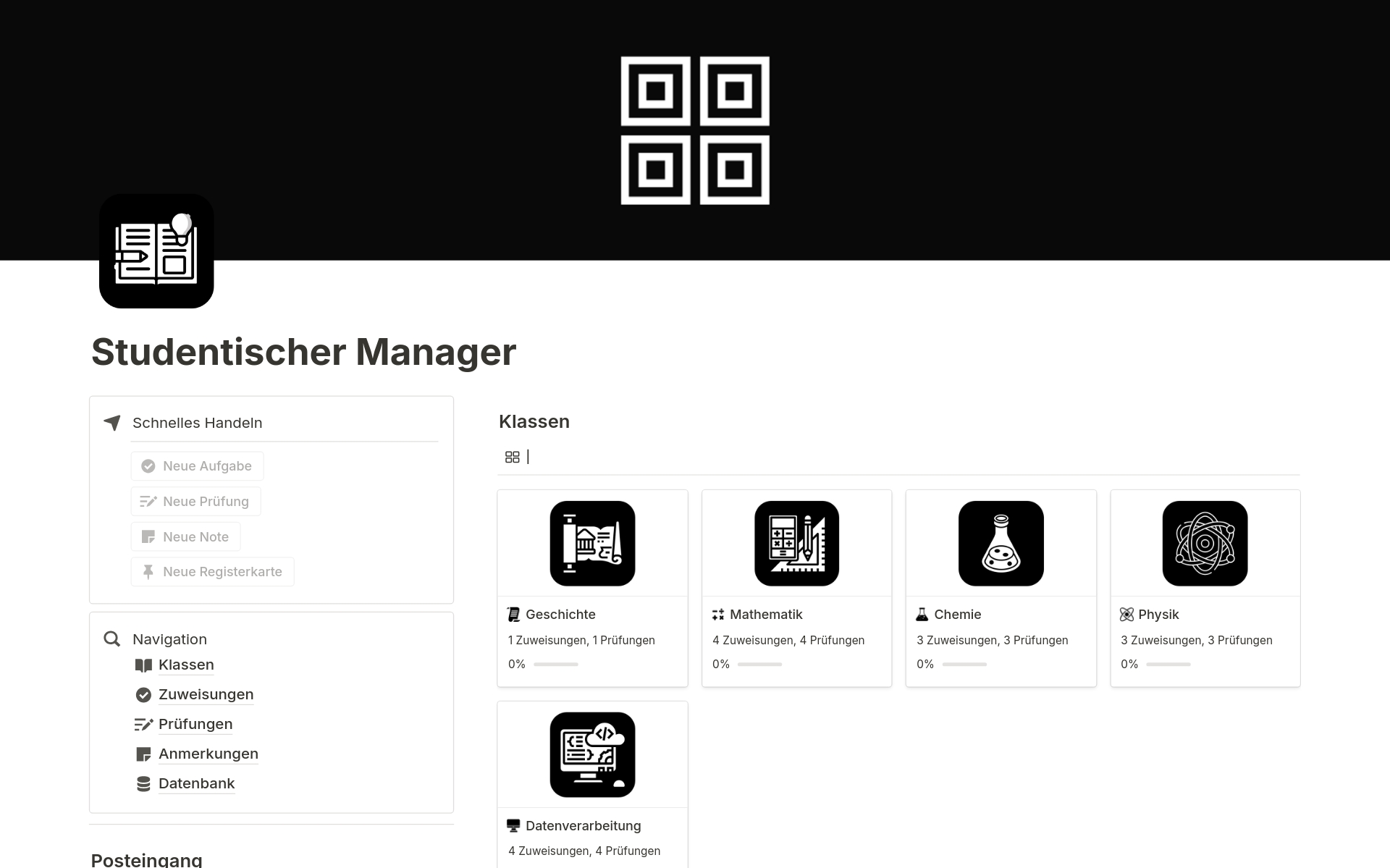 A template preview for Studentischer Manager