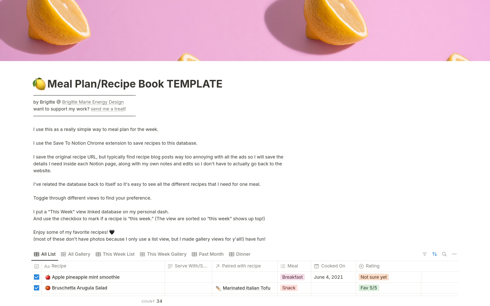 A template preview for Meal Planner & Recipe Book