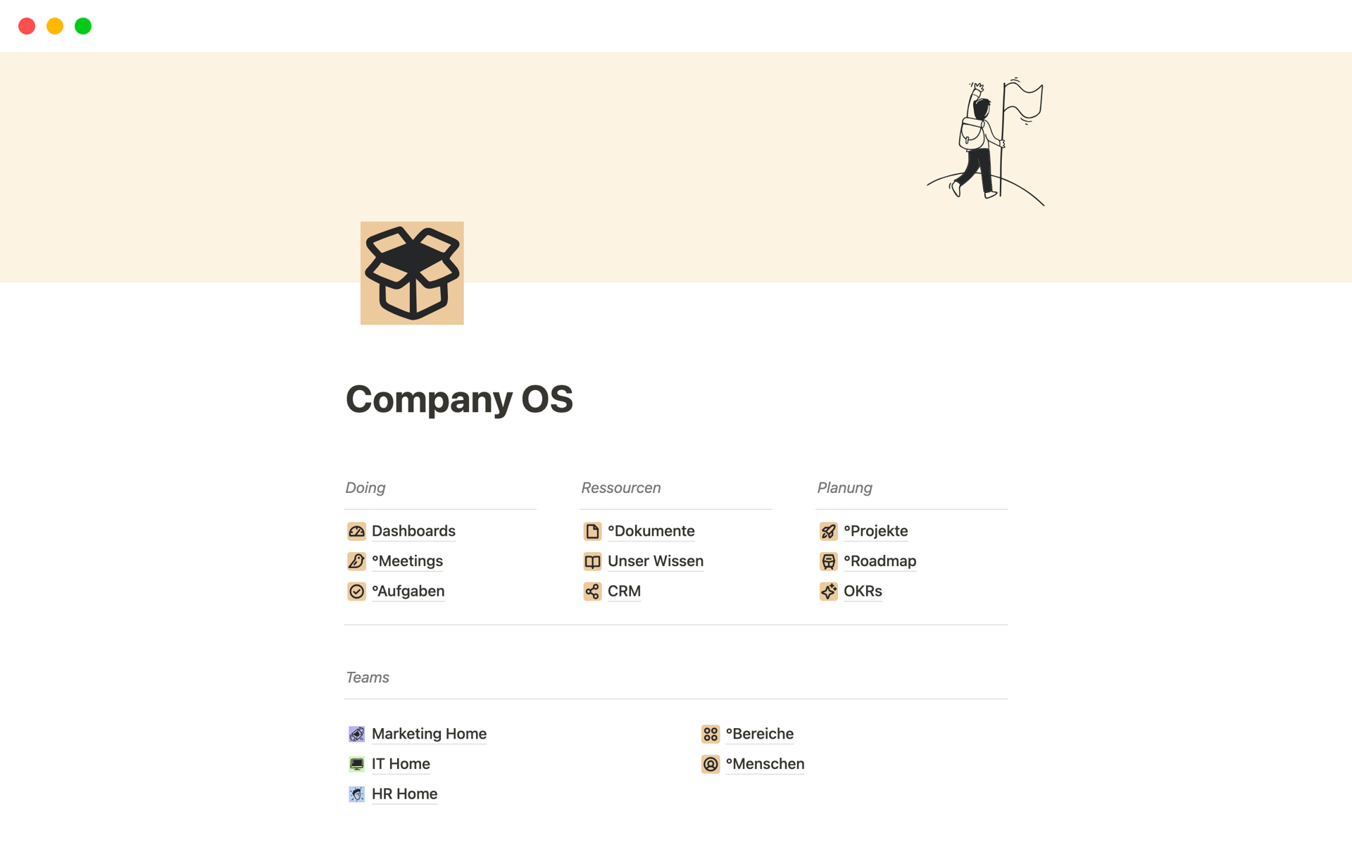 A template preview for Notioneers - Company OS