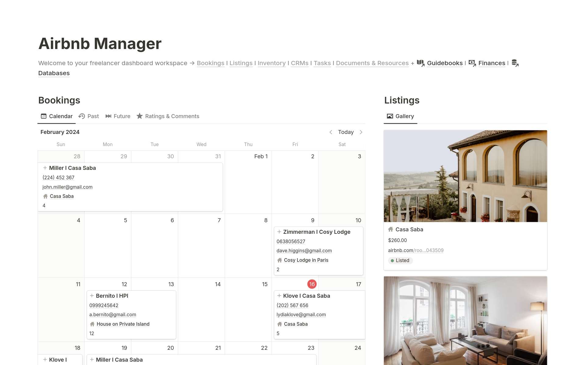 Vista previa de plantilla para Airbnb Manager