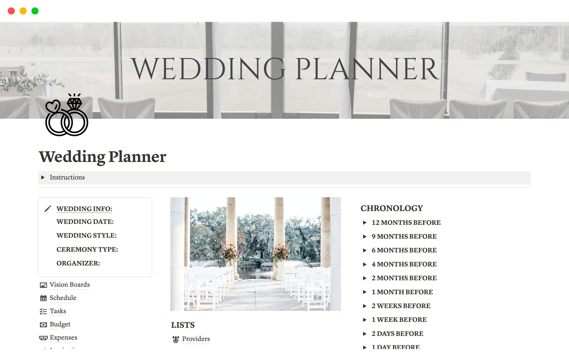 Vista previa de plantilla para Wedding Planner