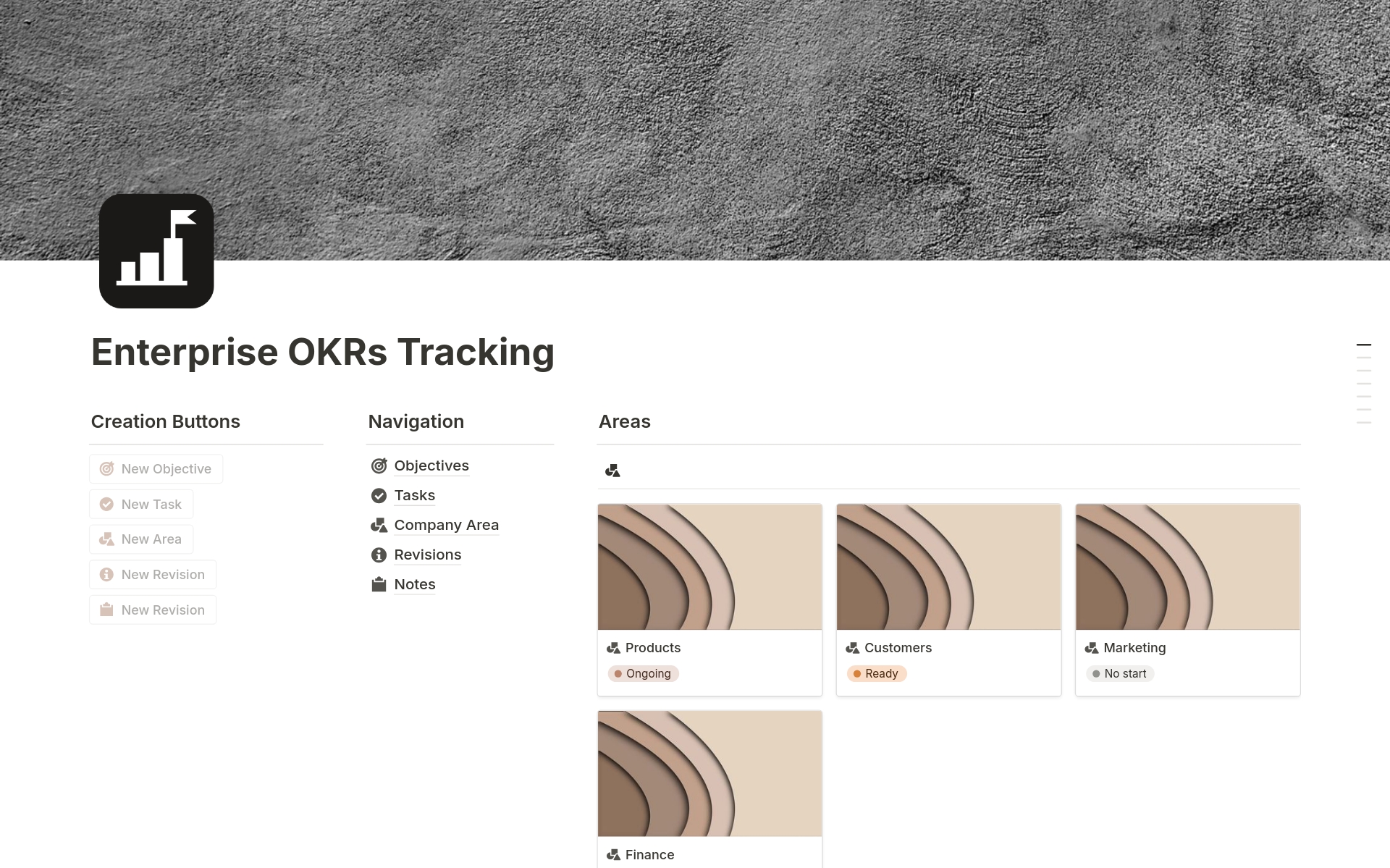 Vista previa de una plantilla para Enterprise OKRs Tracking 