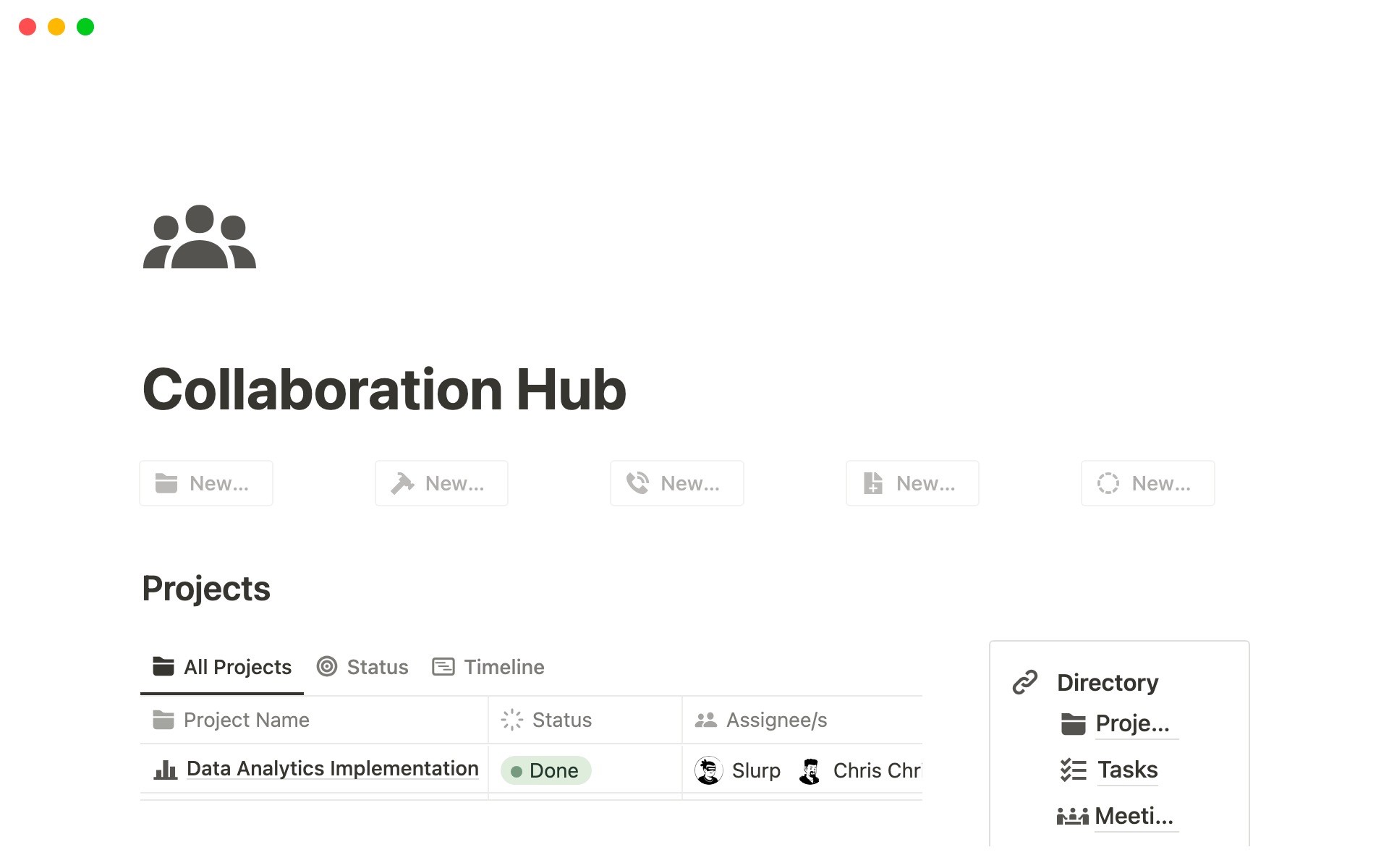 Aperçu du modèle de Collaboration Hub