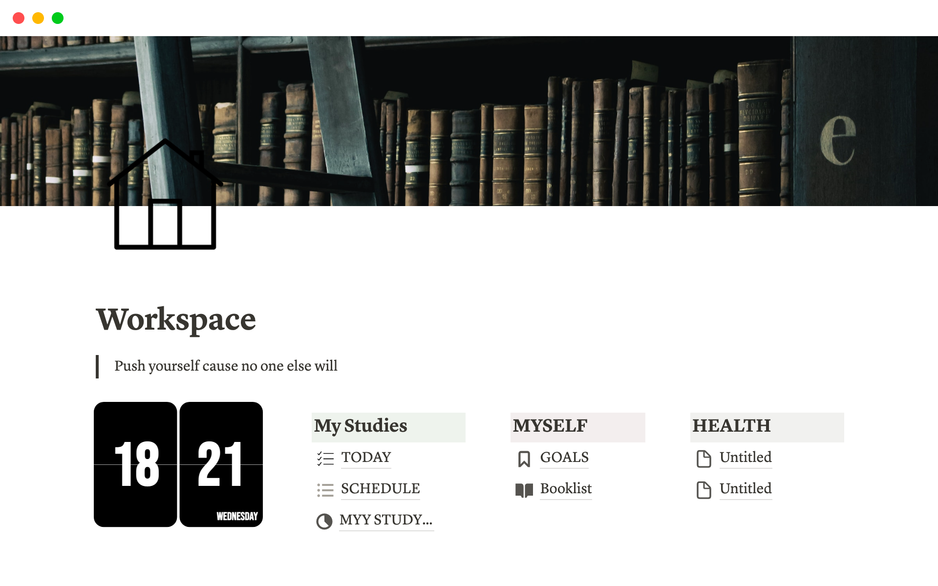 A template preview for Workspace