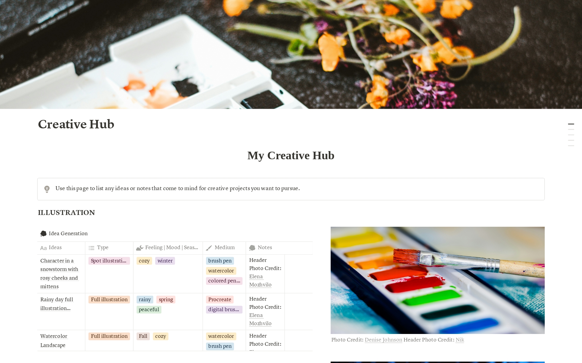A template preview for Creative Hub