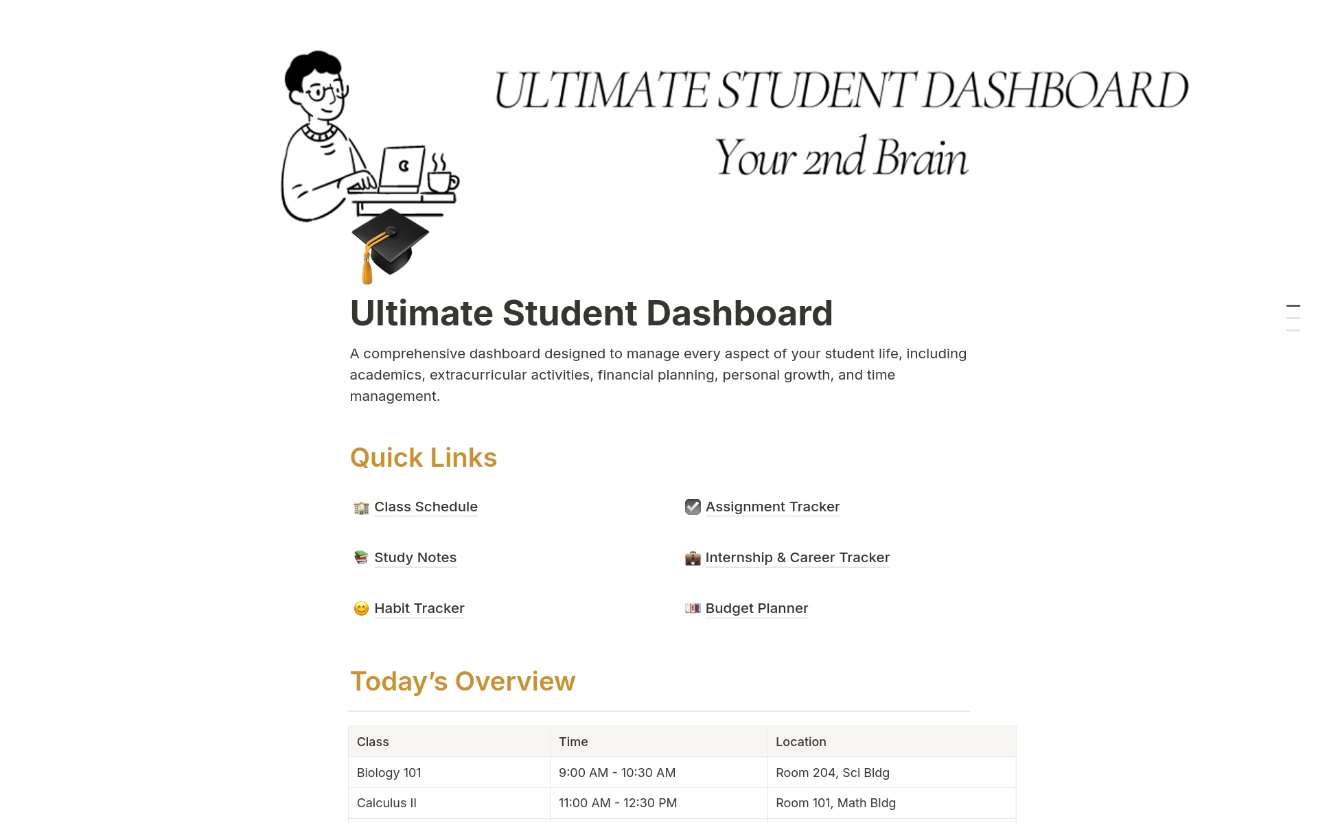 A template preview for Ultimate Student Dashboard