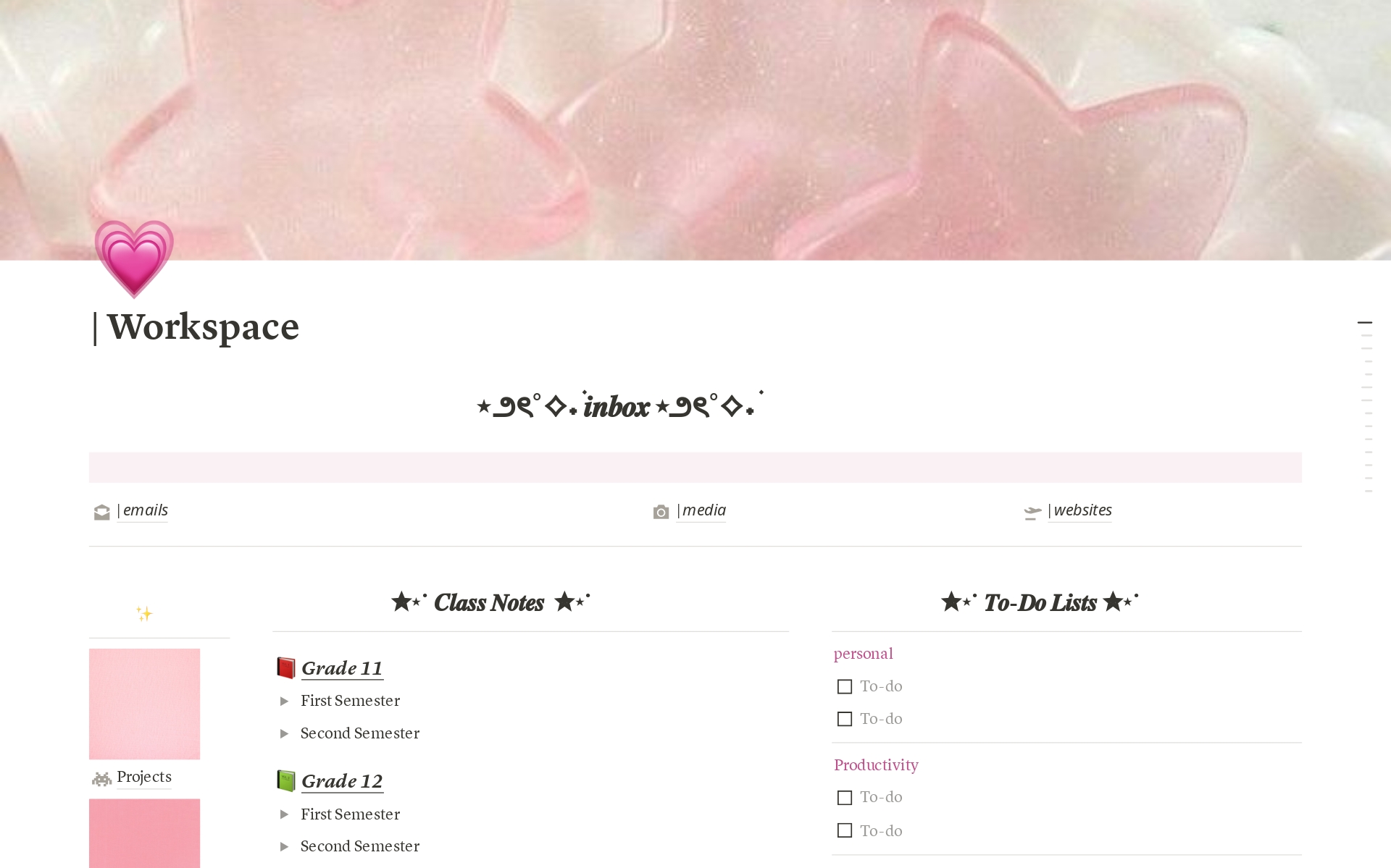 A template preview for Workspace Pink Aesthetic