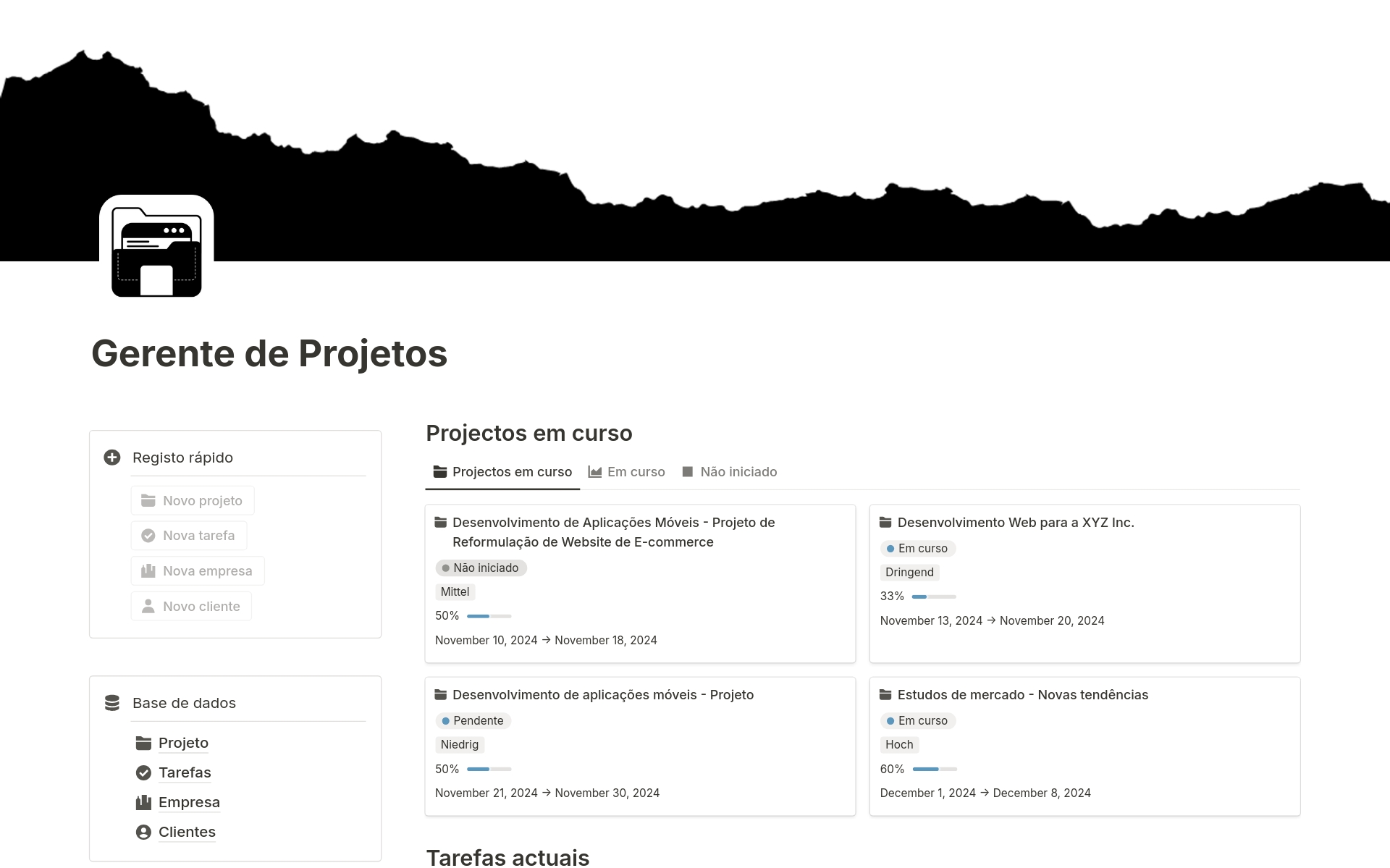 A template preview for Gerente de Projetos