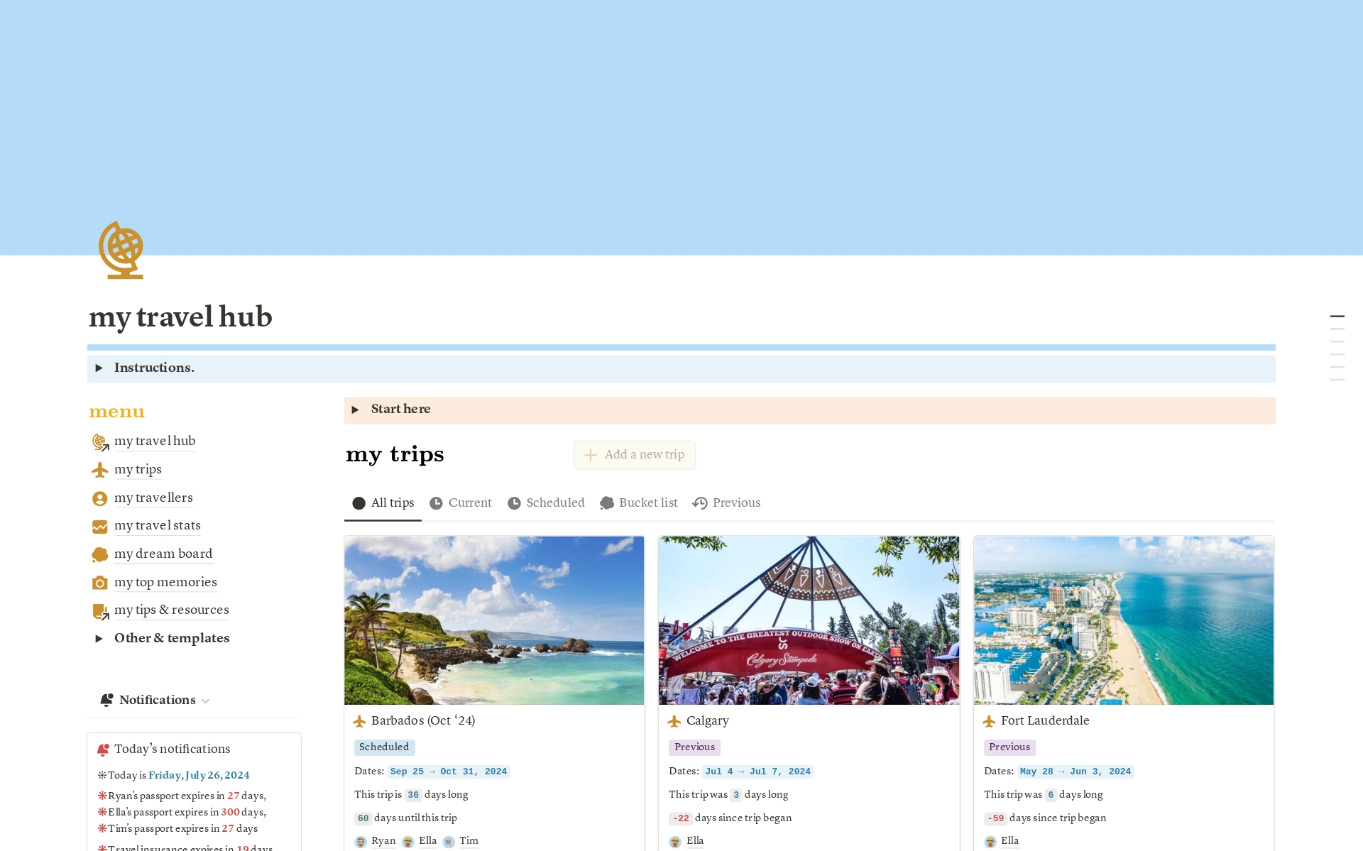 A template preview for The Ultimate Travel Planner + So Much More