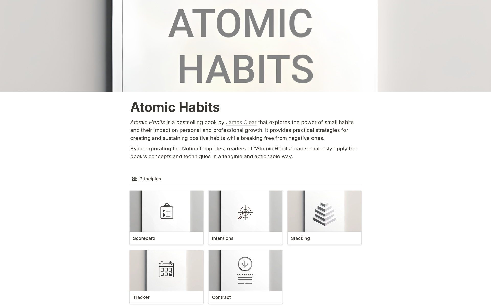 A template preview for Atomic Habits
