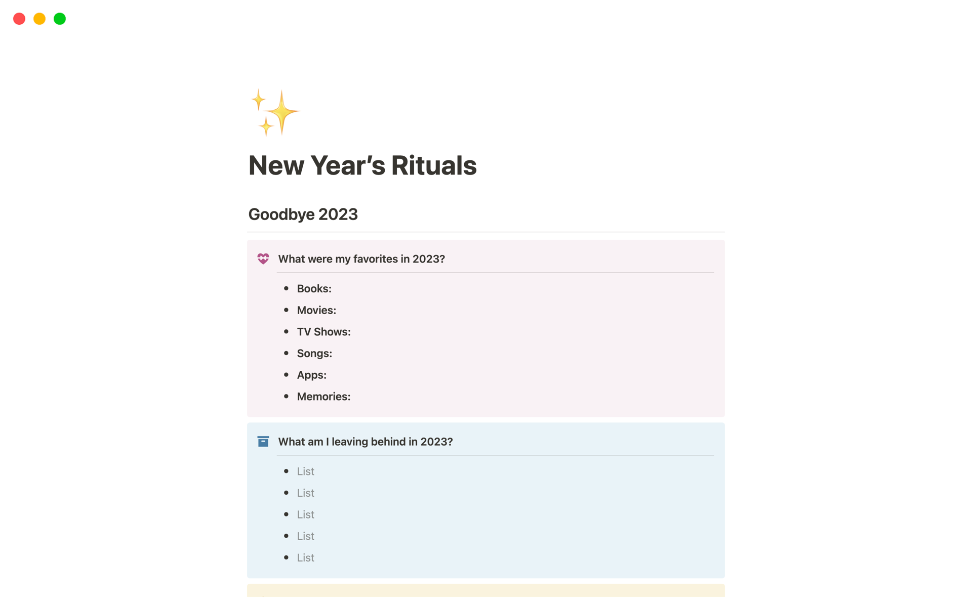 Eine Vorlagenvorschau für New Year’s Rituals