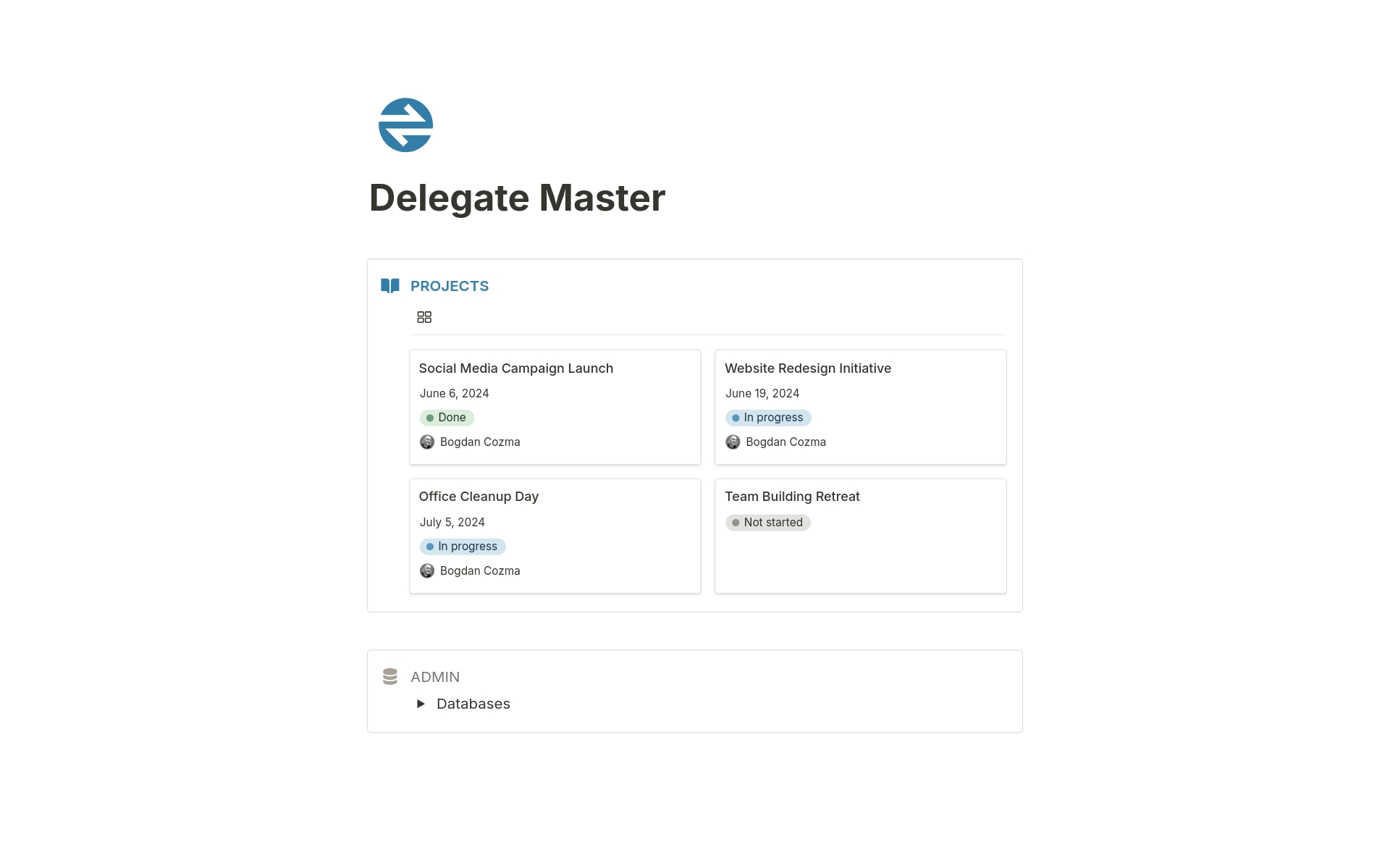 Simplify and streamline your task delegation with the Delegate Master, ensuring clarity, accountability, and efficiency.