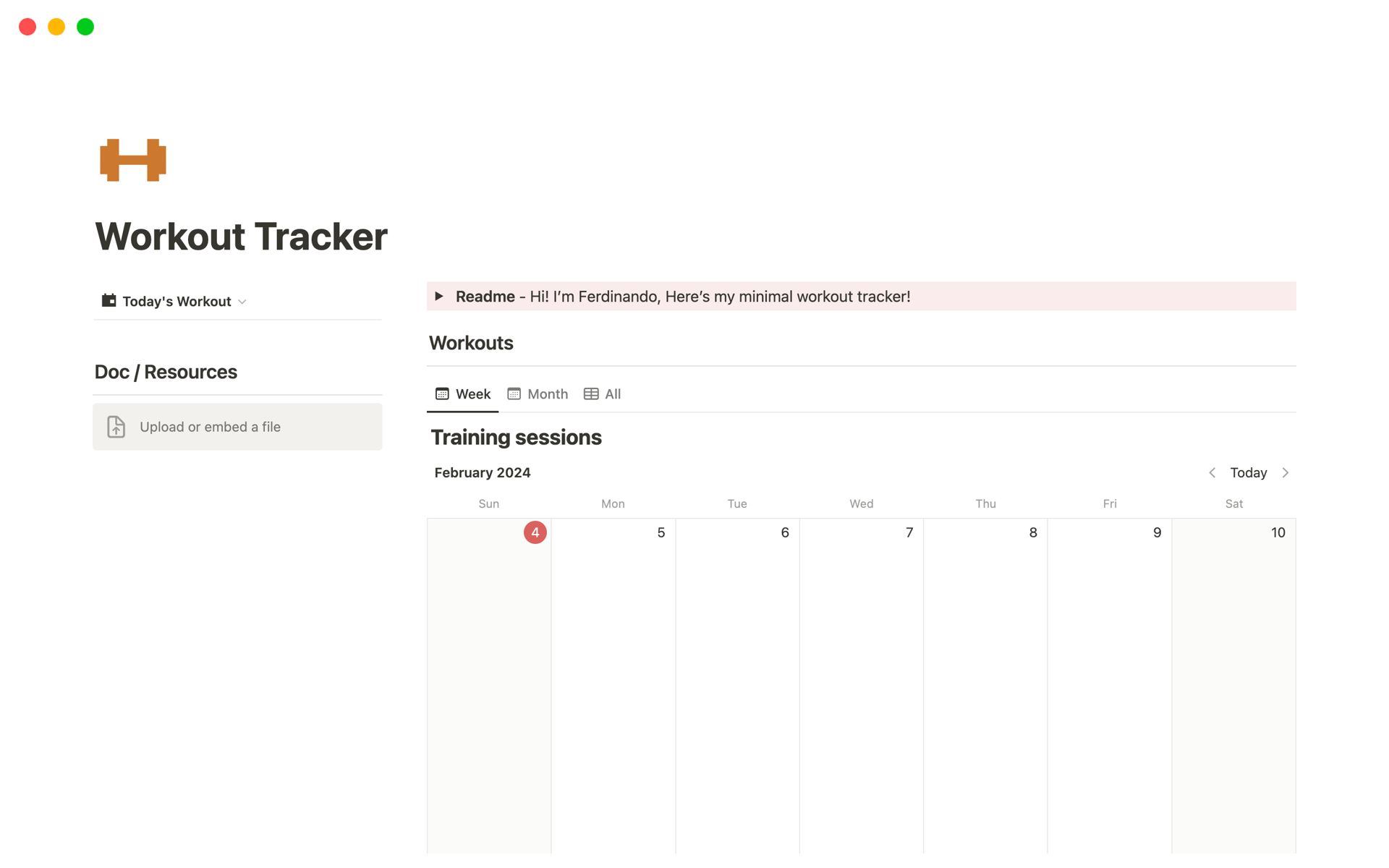 Elevate your fitness journey with the Workout Tracker Notion Template.